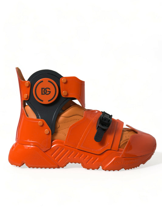 Dolce & Gabbana Oranje Multi Panel Chunky Hoge Sneakers