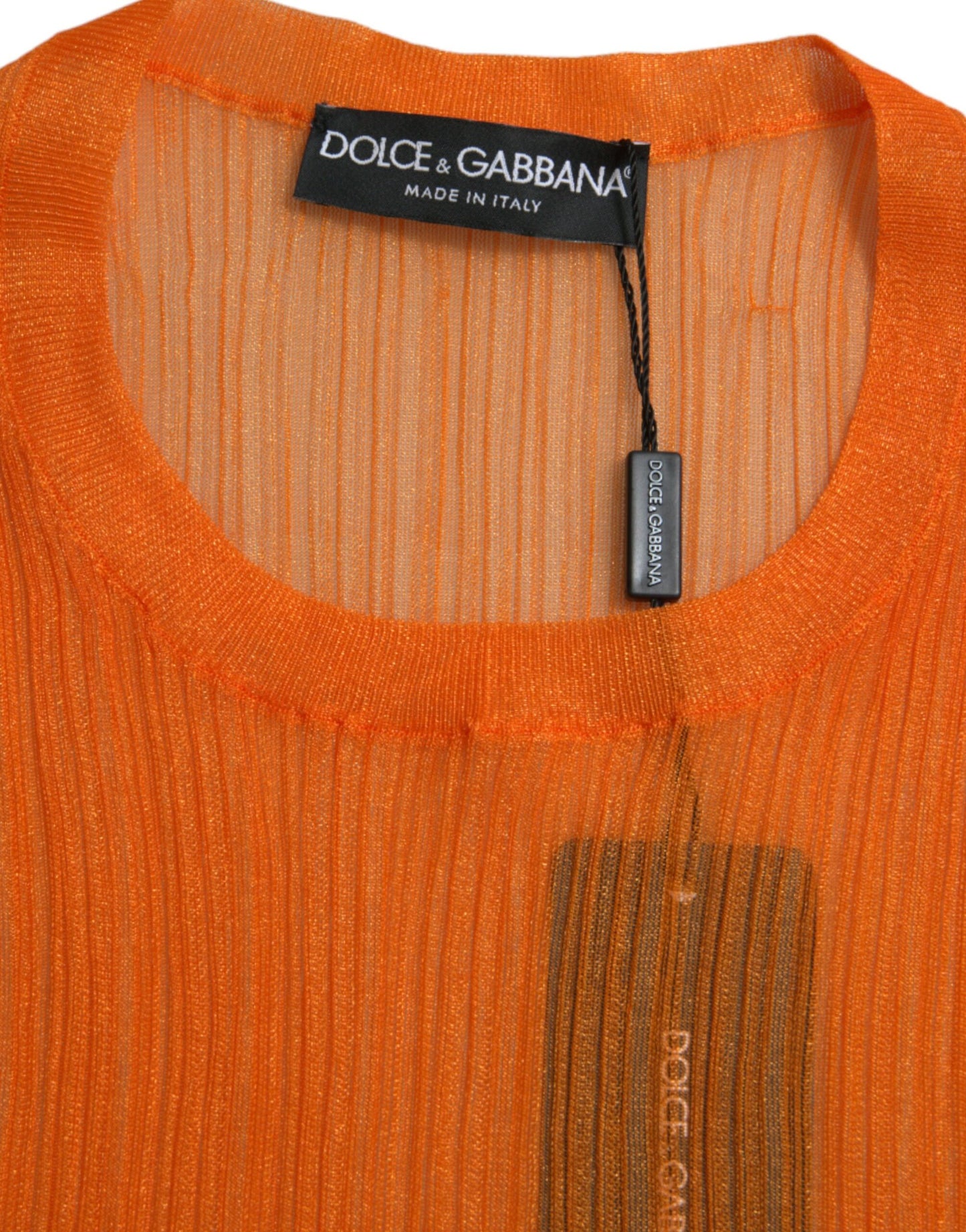 Dolce & Gabbana Oranje Doorzichtige Top met Ronde Hals en Tank Top