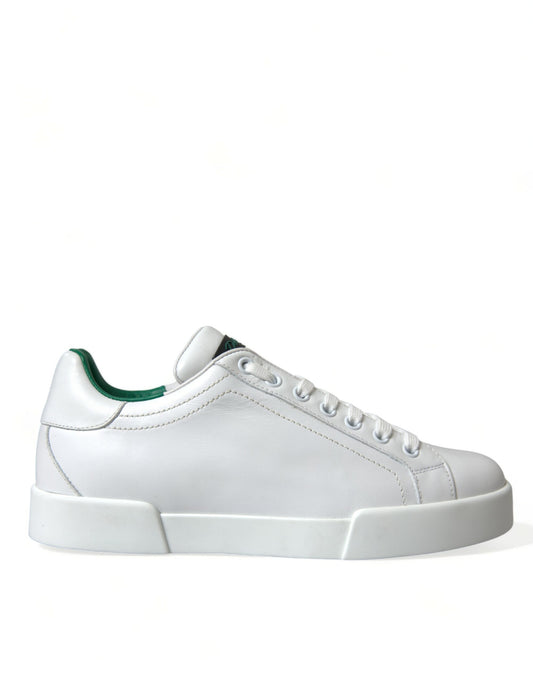 Dolce & Gabbana Portofino Sneakers van wit en groen leer