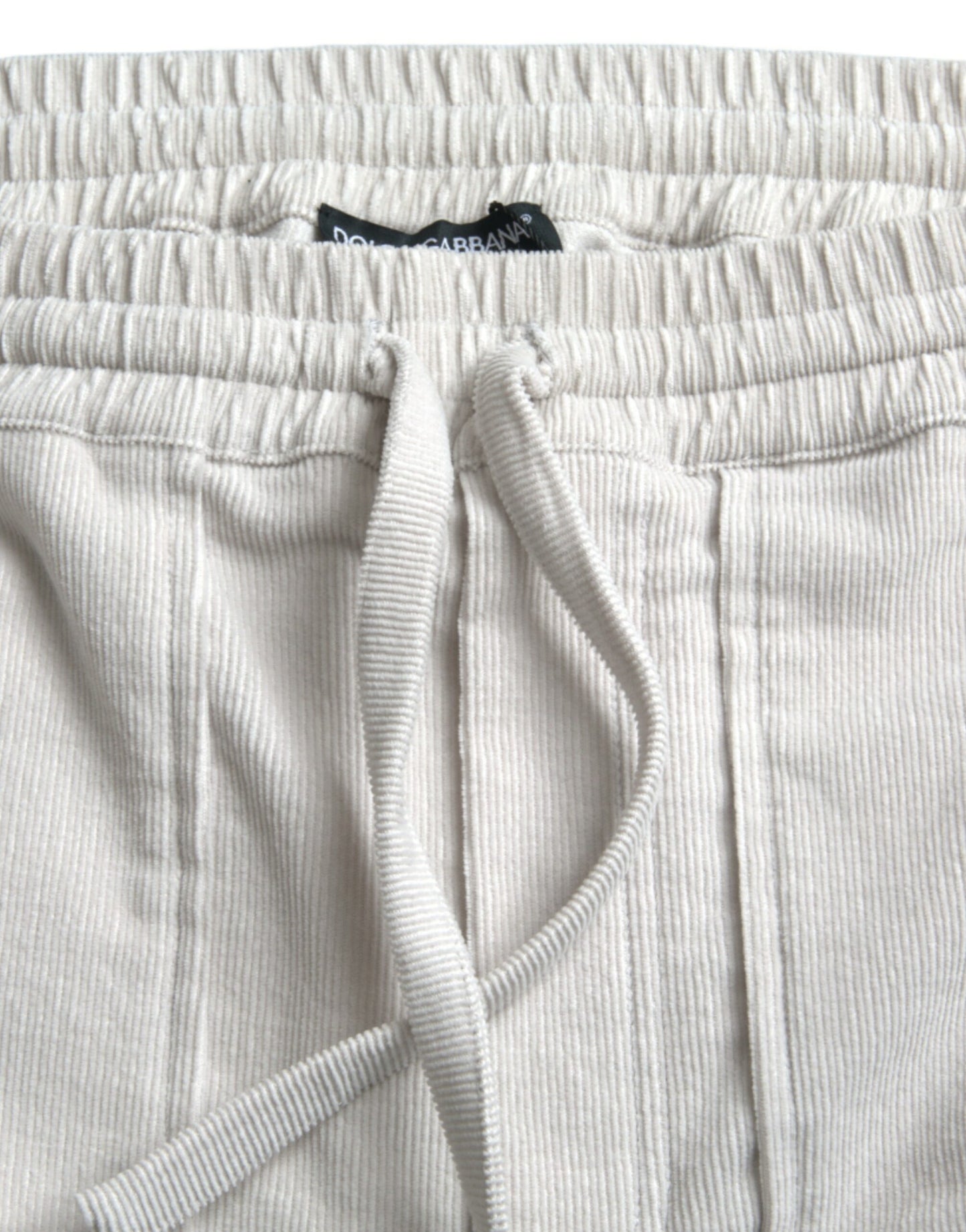 Shorts Bermuda en coton cordé beige avec logo de Dolce & Gabbana