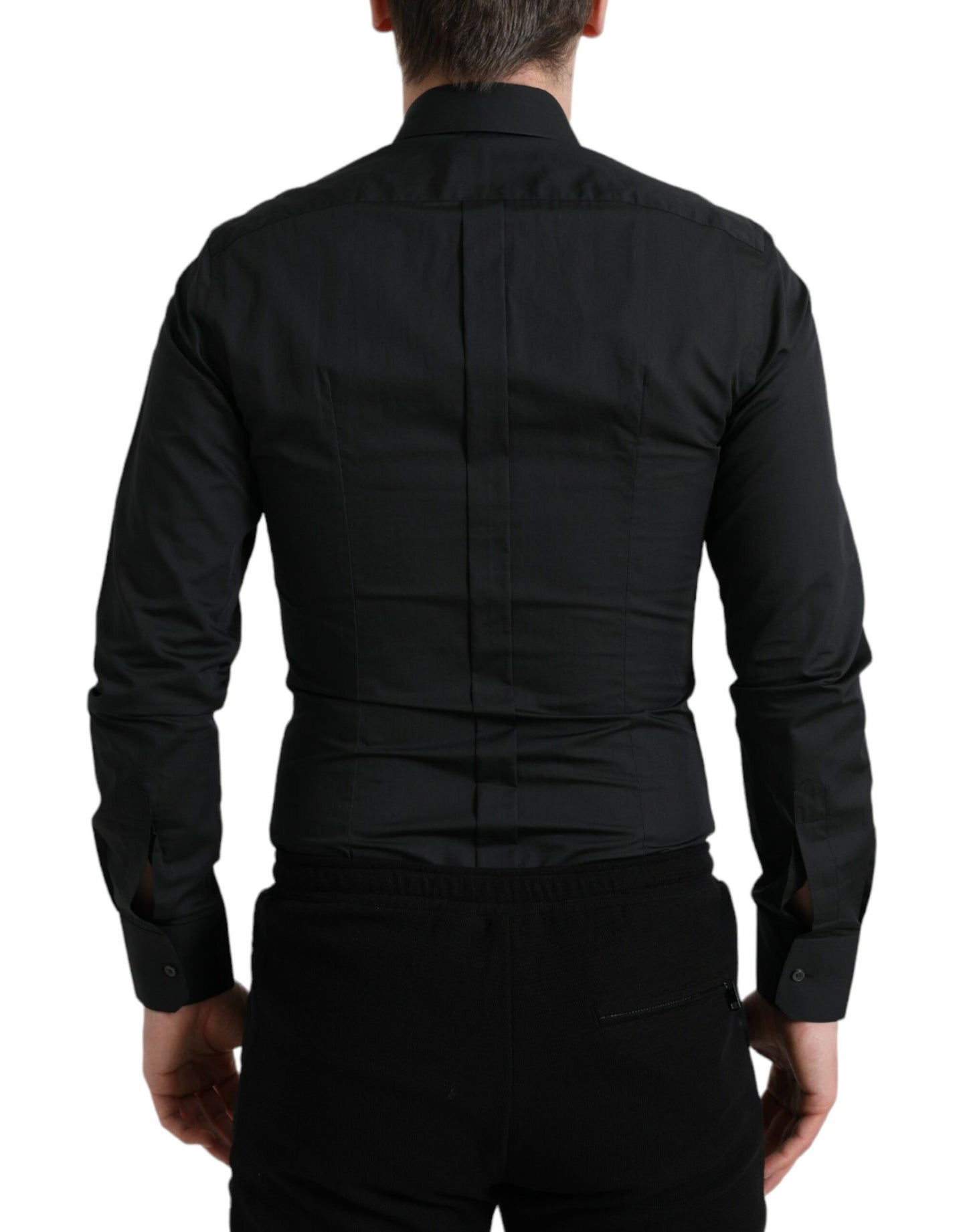 Chemise habillée dorée en coton et soie noire de Dolce & Gabbana