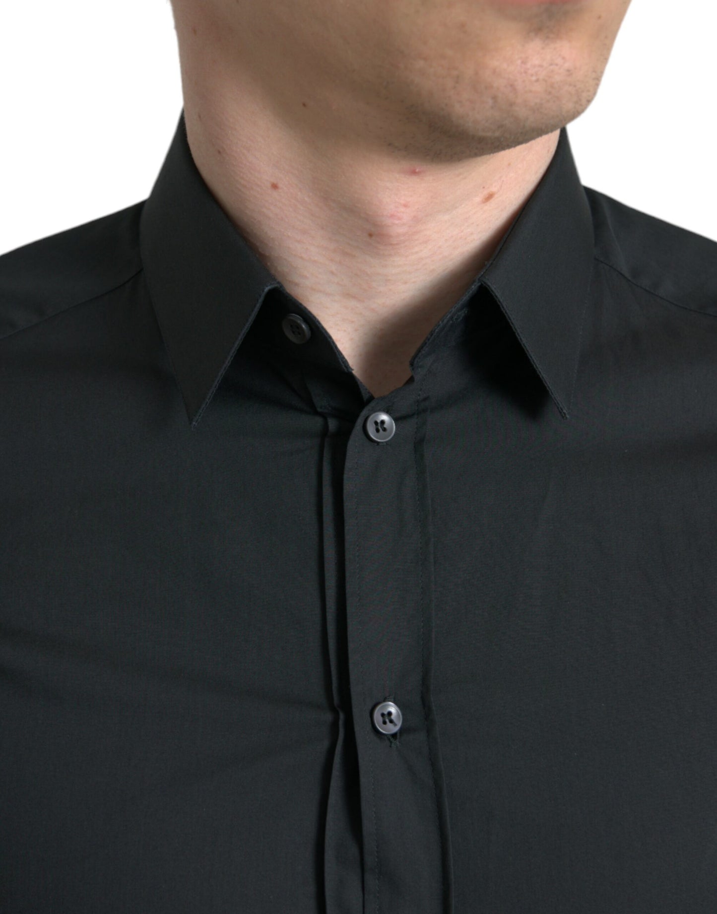 Chemise habillée dorée en coton et soie noire de Dolce & Gabbana