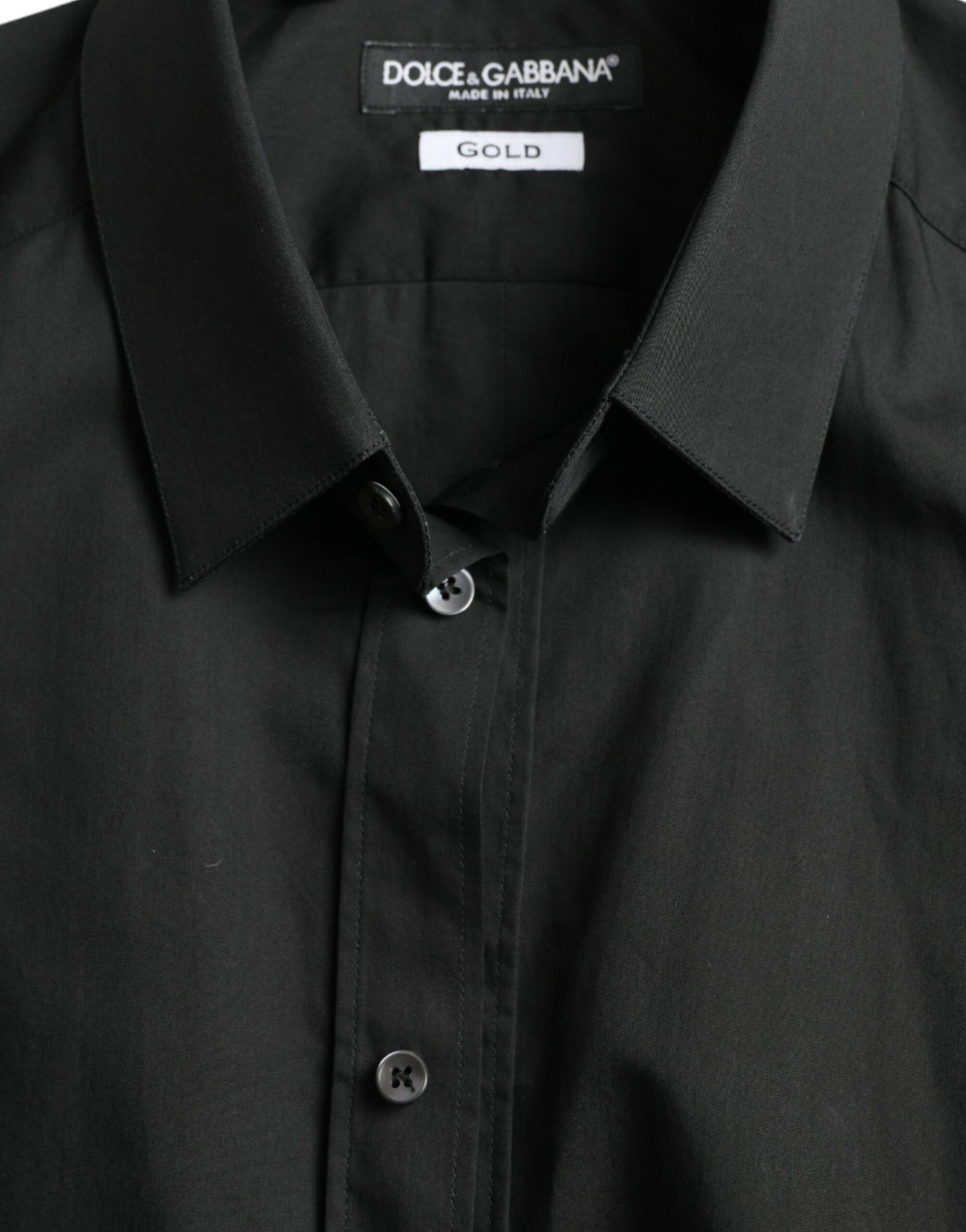 Chemise habillée dorée en coton et soie noire de Dolce & Gabbana
