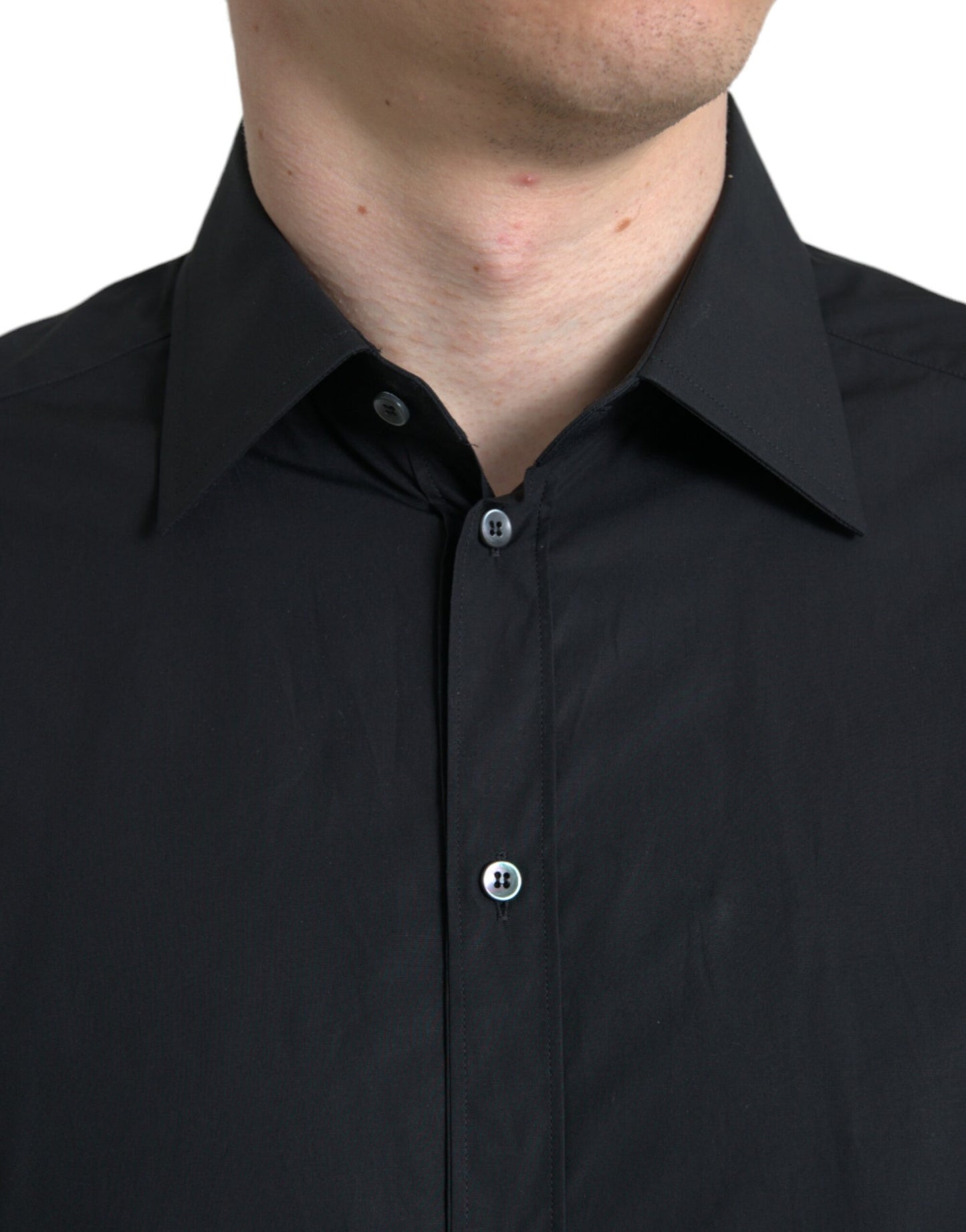 Chemise habillée homme en coton noir, marque Dolce & Gabbana, couleur or.