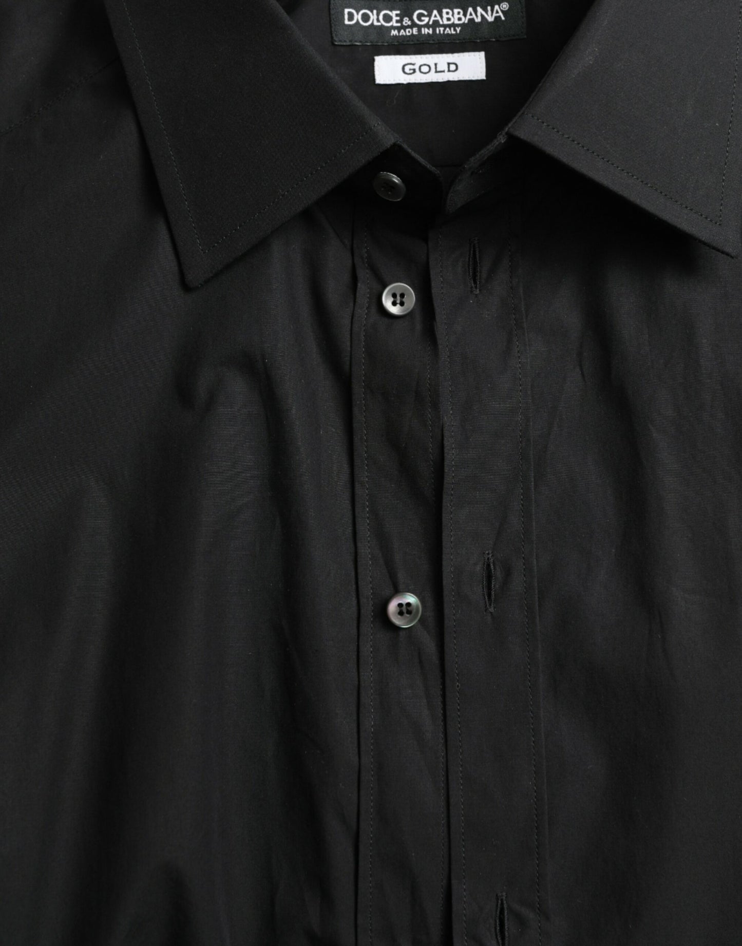 Chemise habillée homme en coton noir, marque Dolce & Gabbana, couleur or.