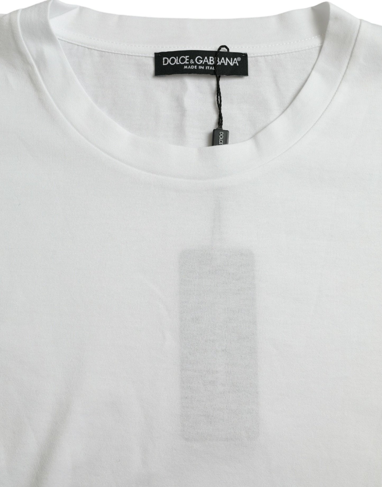 Dolce & Gabbana wit katoenen T-shirt met korte mouwen en ronde hals.