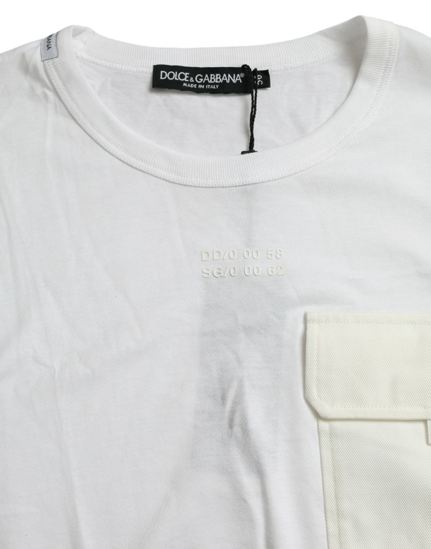 Wit katoenen T-shirt met zakjes en korte mouwen van Dolce & Gabbana