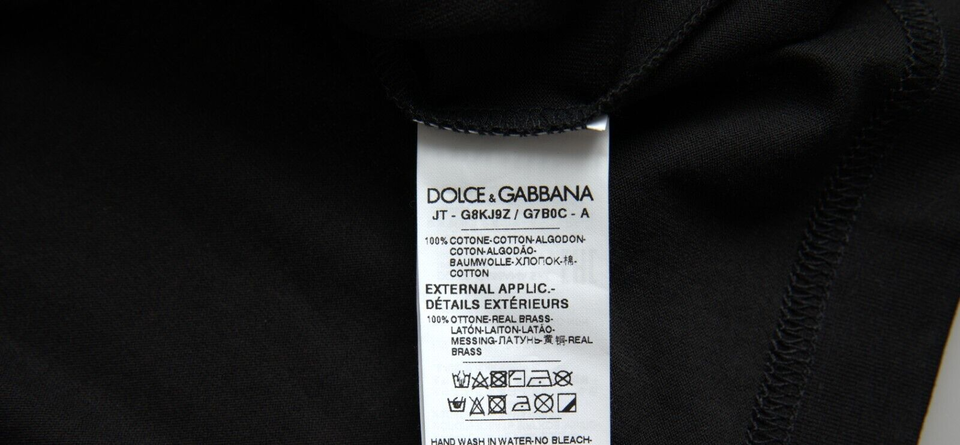 Dolce & Gabbana zwart T-shirt met zilveren ketting en korte mouwen