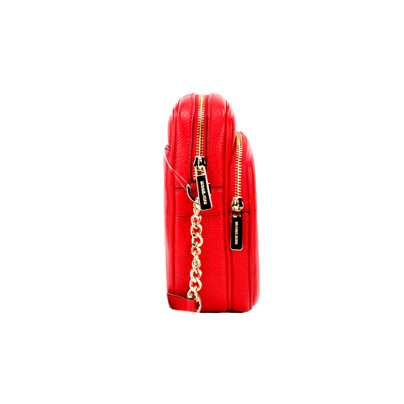 Sac bandoulière Jet Set en cuir grainé rouge vif Michael Kors avec chaîne North South