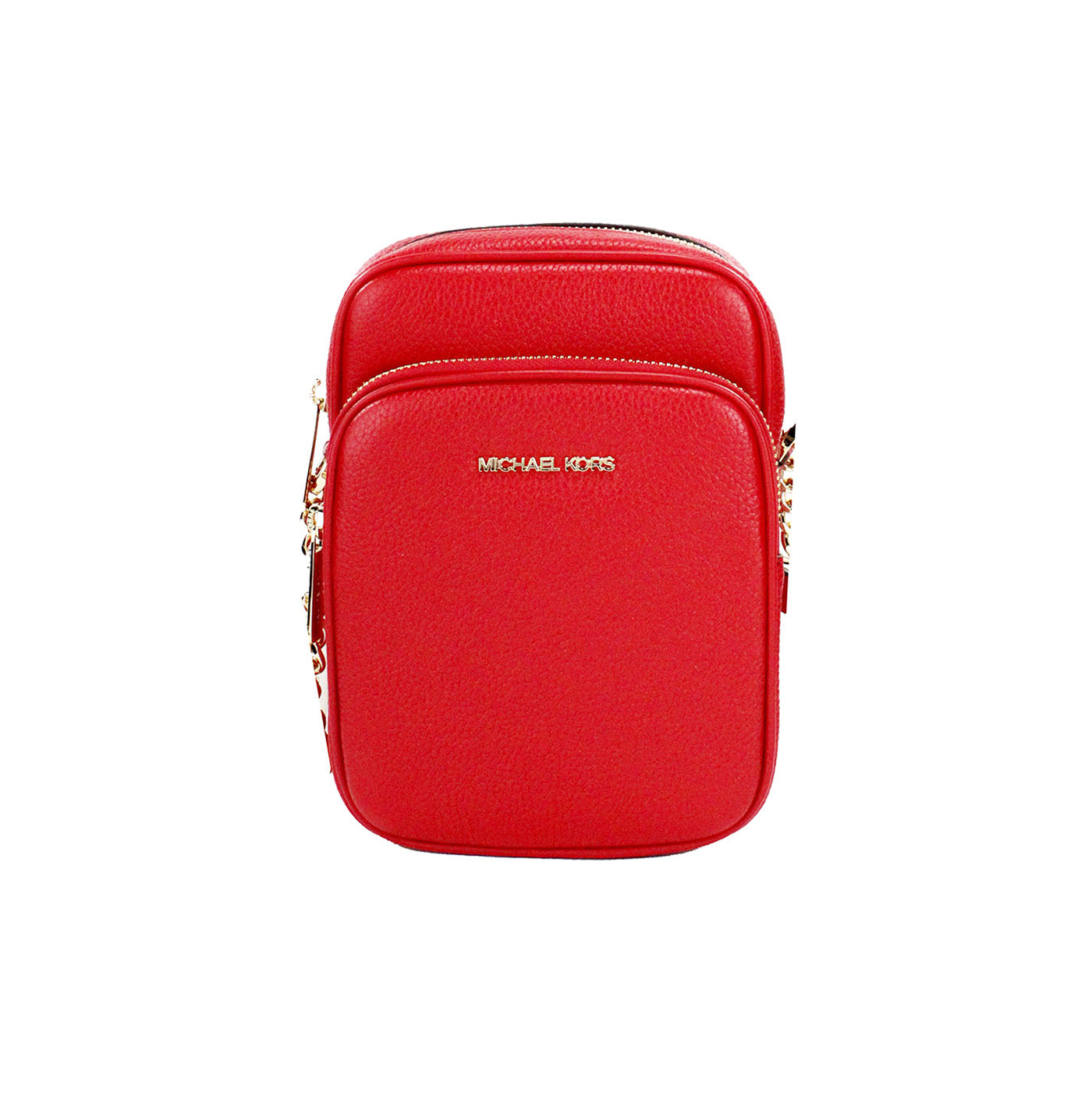 Sac bandoulière Jet Set en cuir grainé rouge vif Michael Kors avec chaîne North South