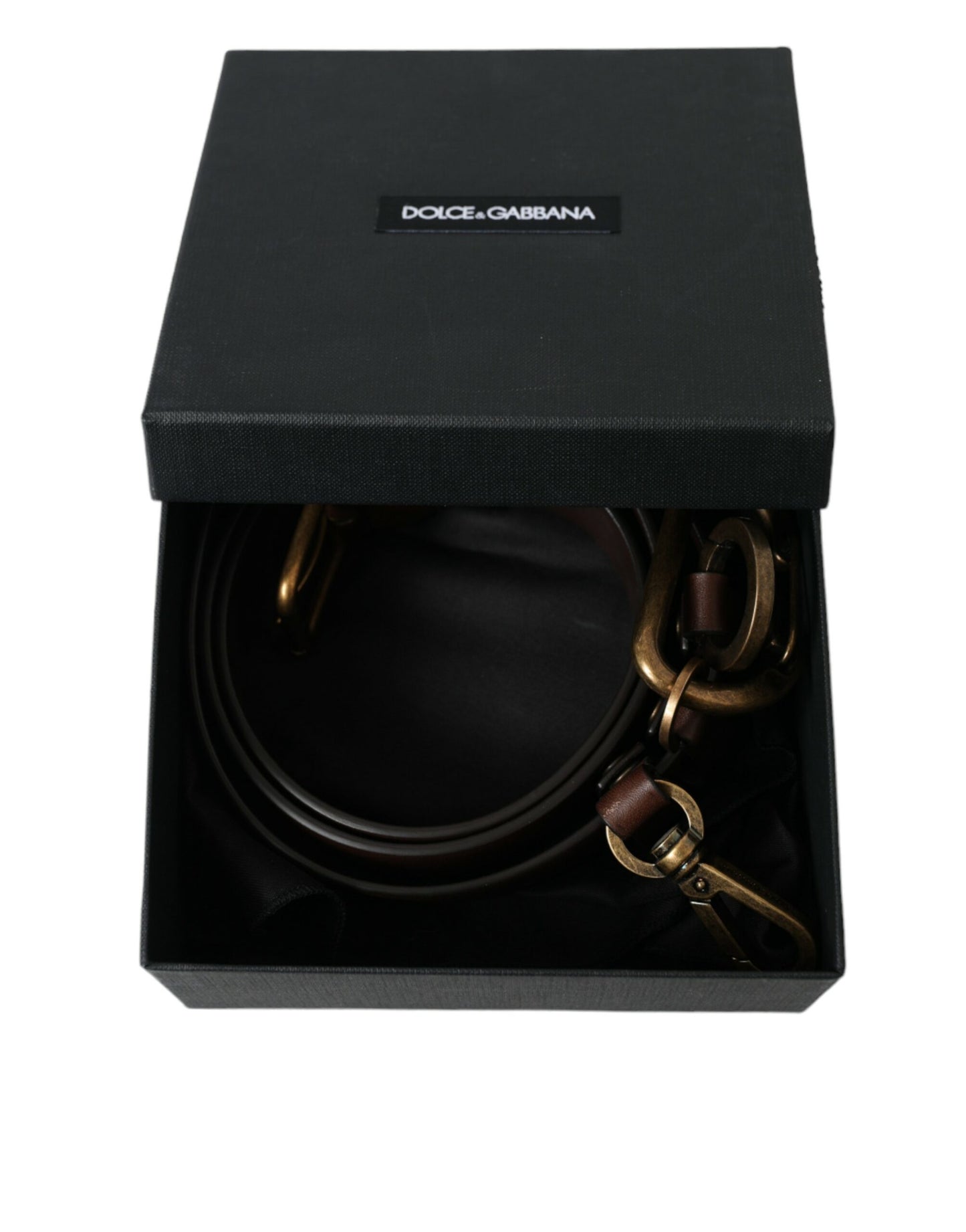 Ceinture Dolce & Gabbana en cuir de veau marron avec boucle en métal doré