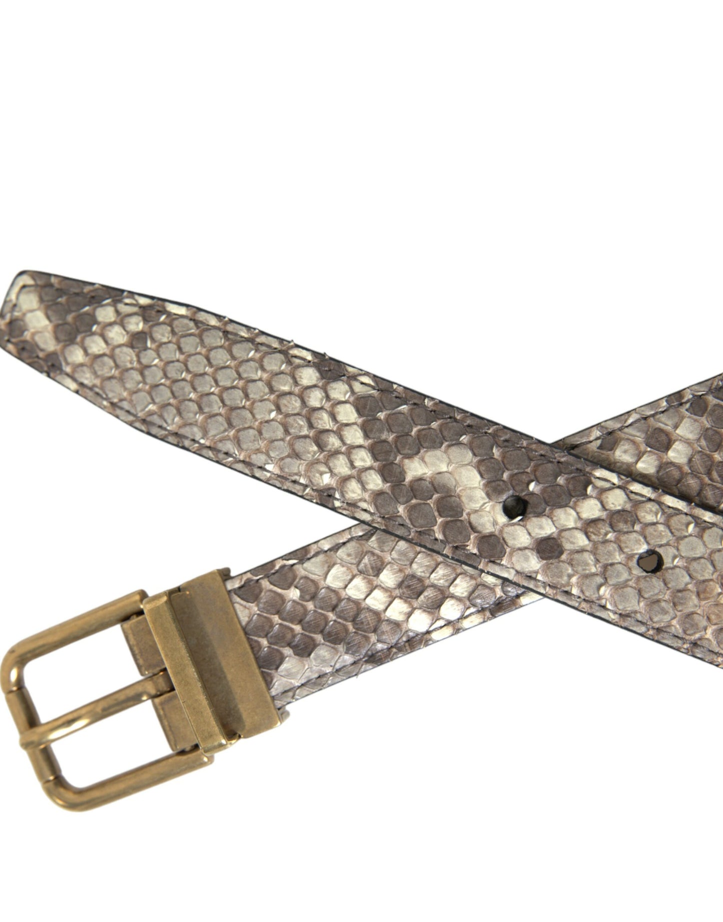 Ceinture Dolce & Gabbana en cuir de python marron avec boucle en métal doré