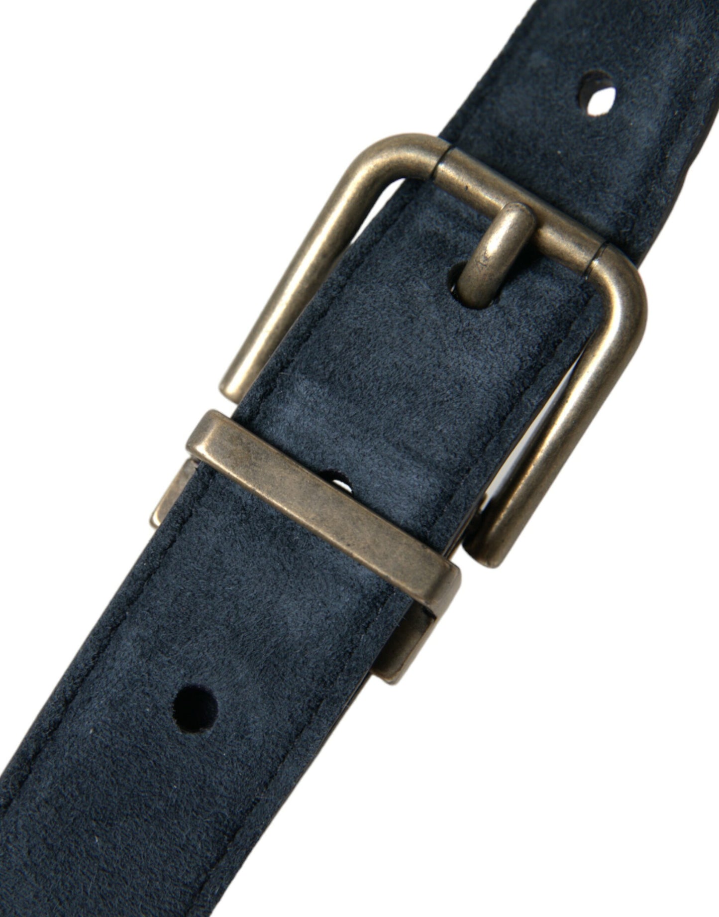 Dolce & Gabbana blauwe suède riem met gouden metalen gesp