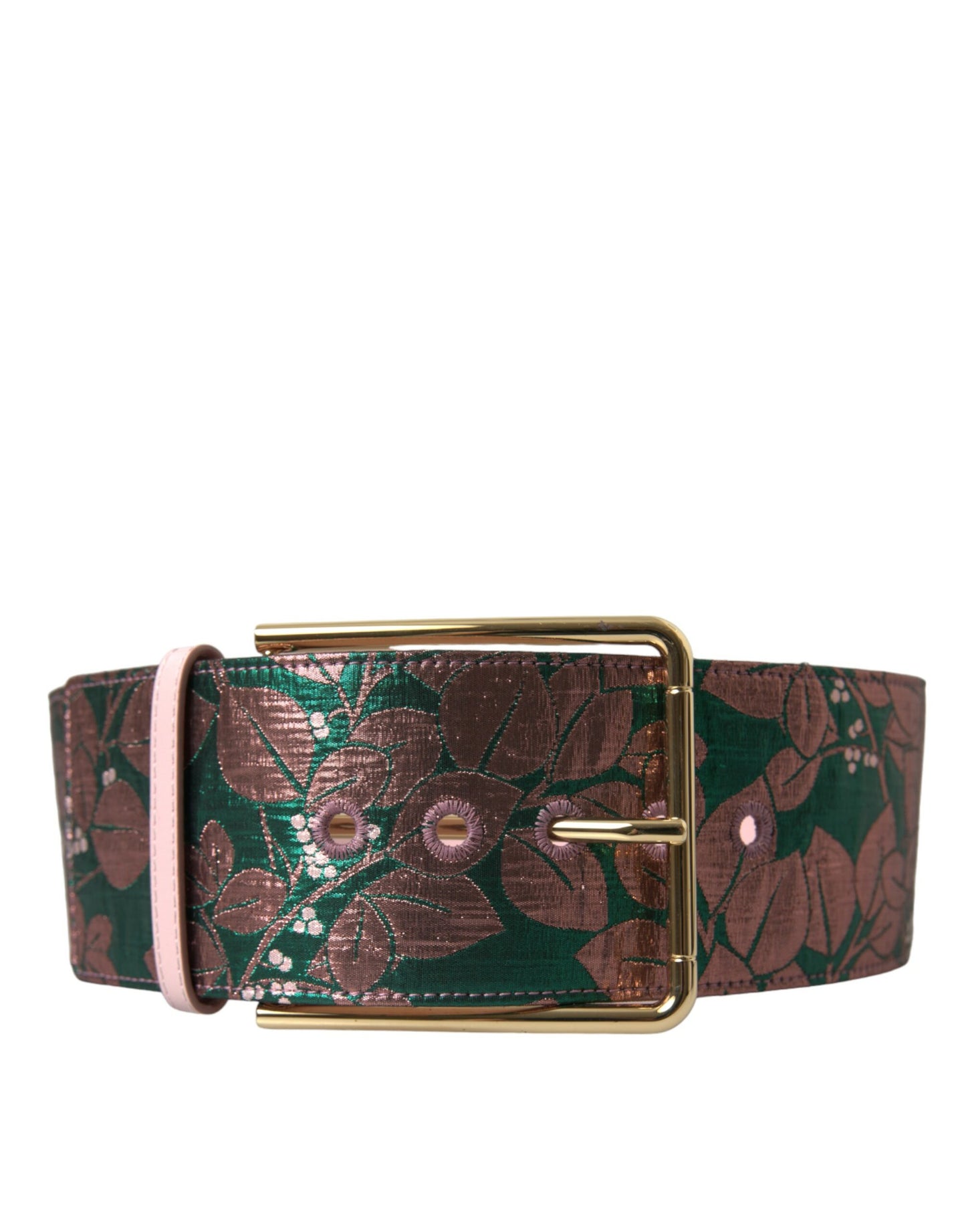 Dolce & Gabbana Multicolor Floral Jacquard Lurex Gouden Gesp Riem