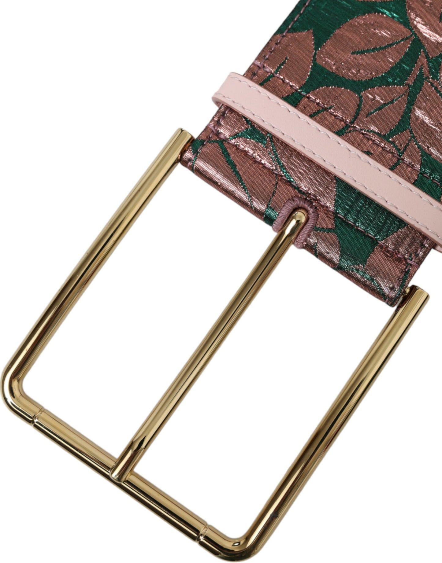Dolce & Gabbana Multicolor Floral Jacquard Lurex Gouden Gesp Riem