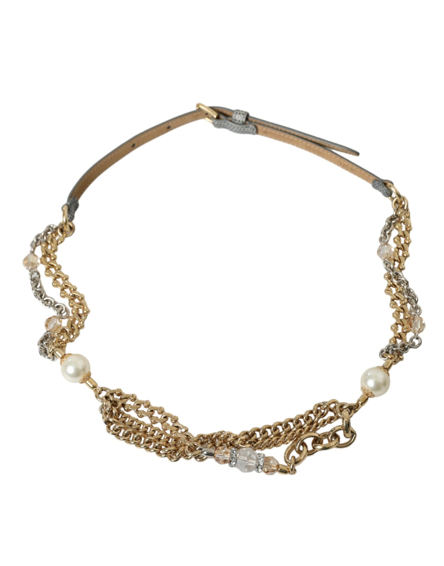 Dolce & Gabbana Blauwe Gevlochten Gouden Messing Ketting Tailleriem