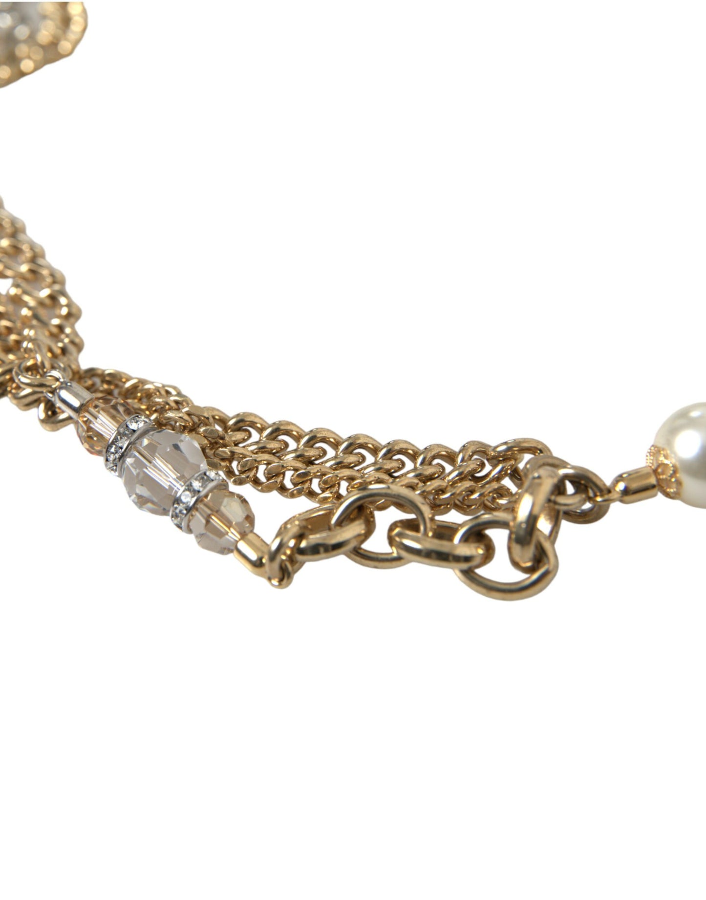 Dolce & Gabbana Blauwe Gevlochten Gouden Messing Ketting Tailleriem