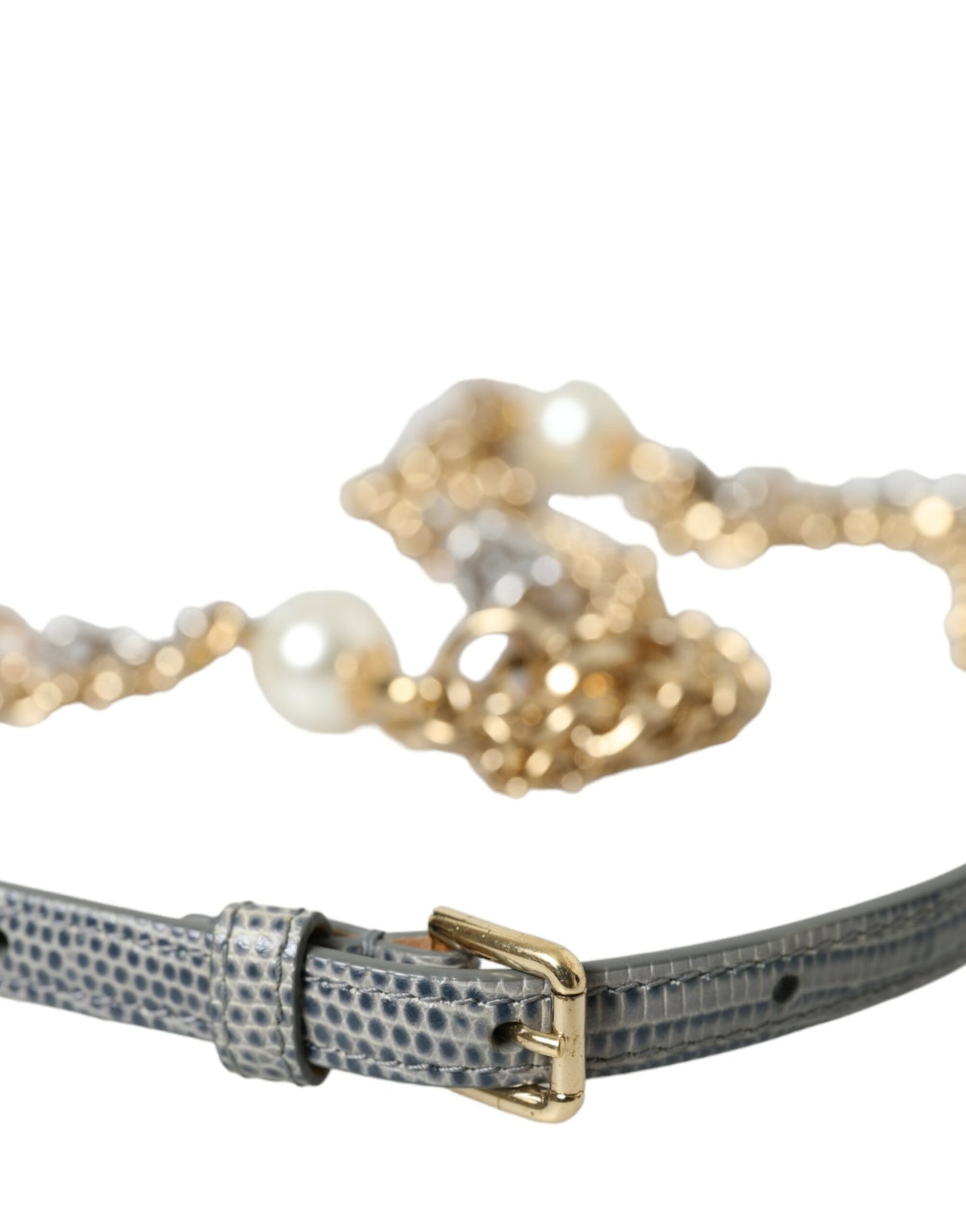 Dolce & Gabbana Blauwe Gevlochten Gouden Messing Ketting Tailleriem