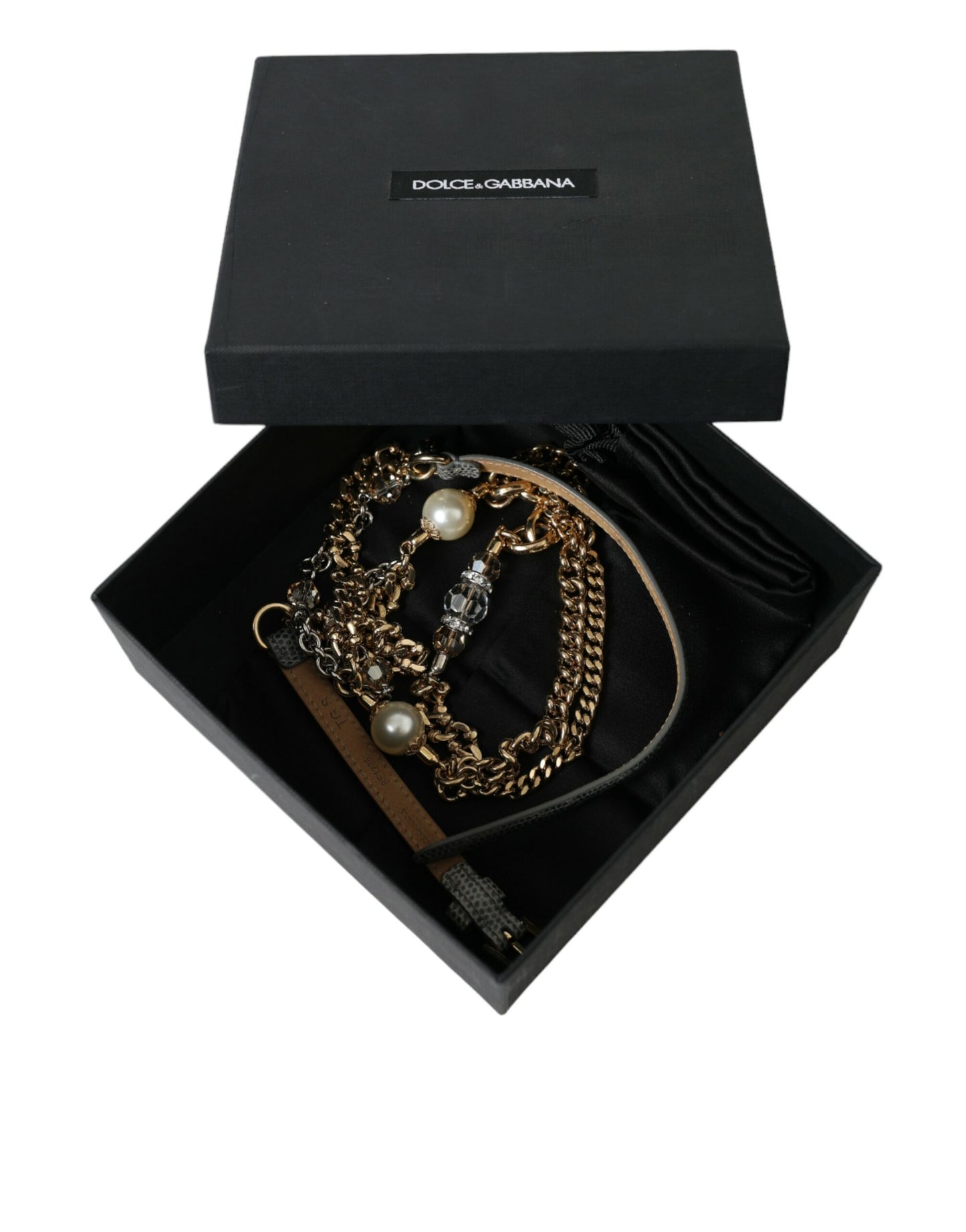 Dolce & Gabbana Blauwe Gevlochten Gouden Messing Ketting Tailleriem