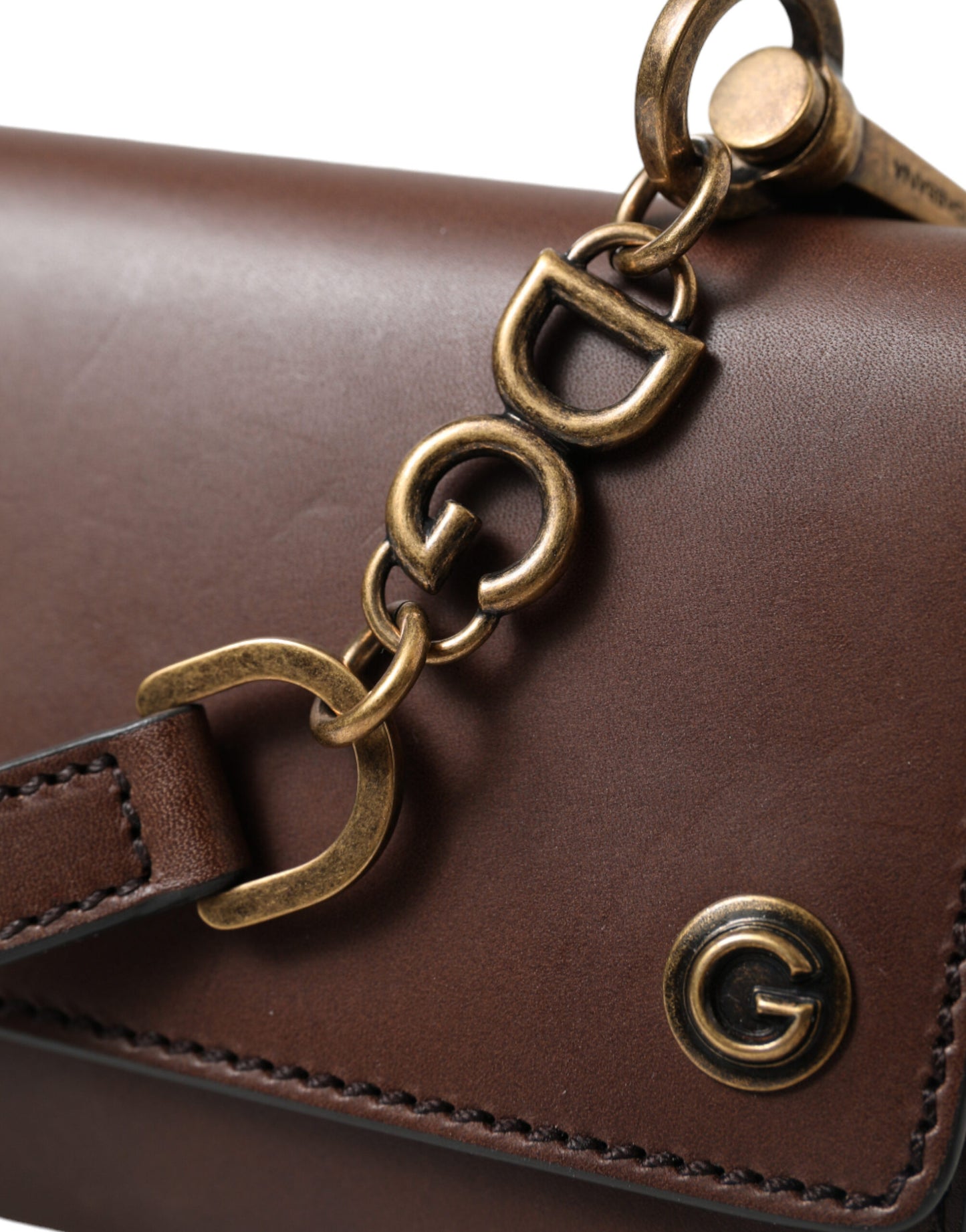 Mini sac à bandoulière Dolce & Gabbana en cuir marron avec logo en relief pour homme