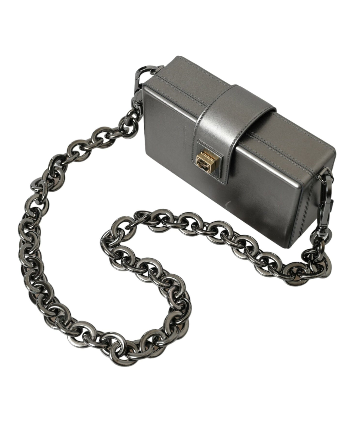 Dolce & Gabbana Metallic Gray kalfsleren DG BOX schoudertas