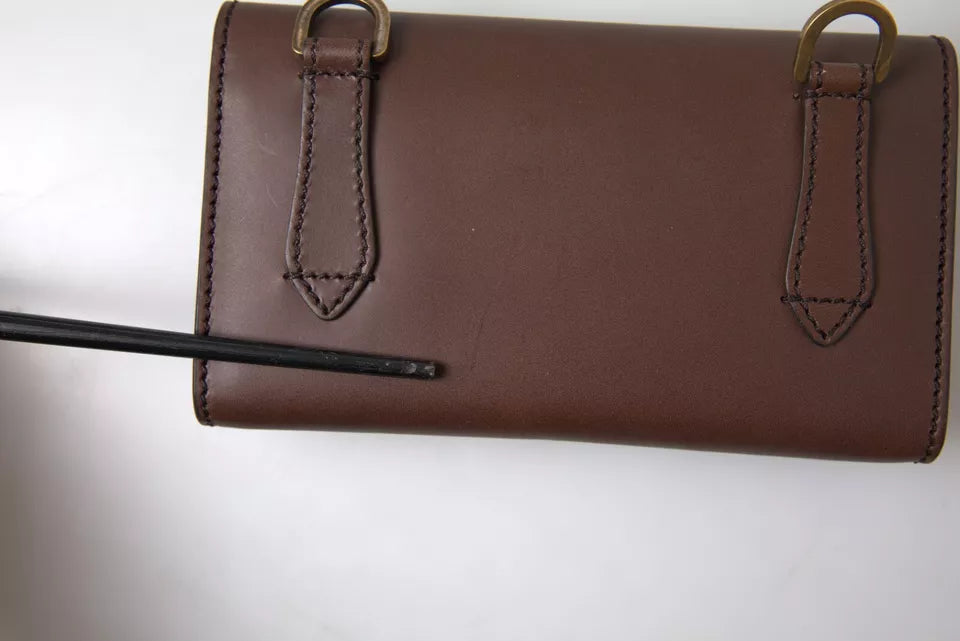 Mini sac à bandoulière Dolce & Gabbana en cuir marron avec logo en relief pour homme