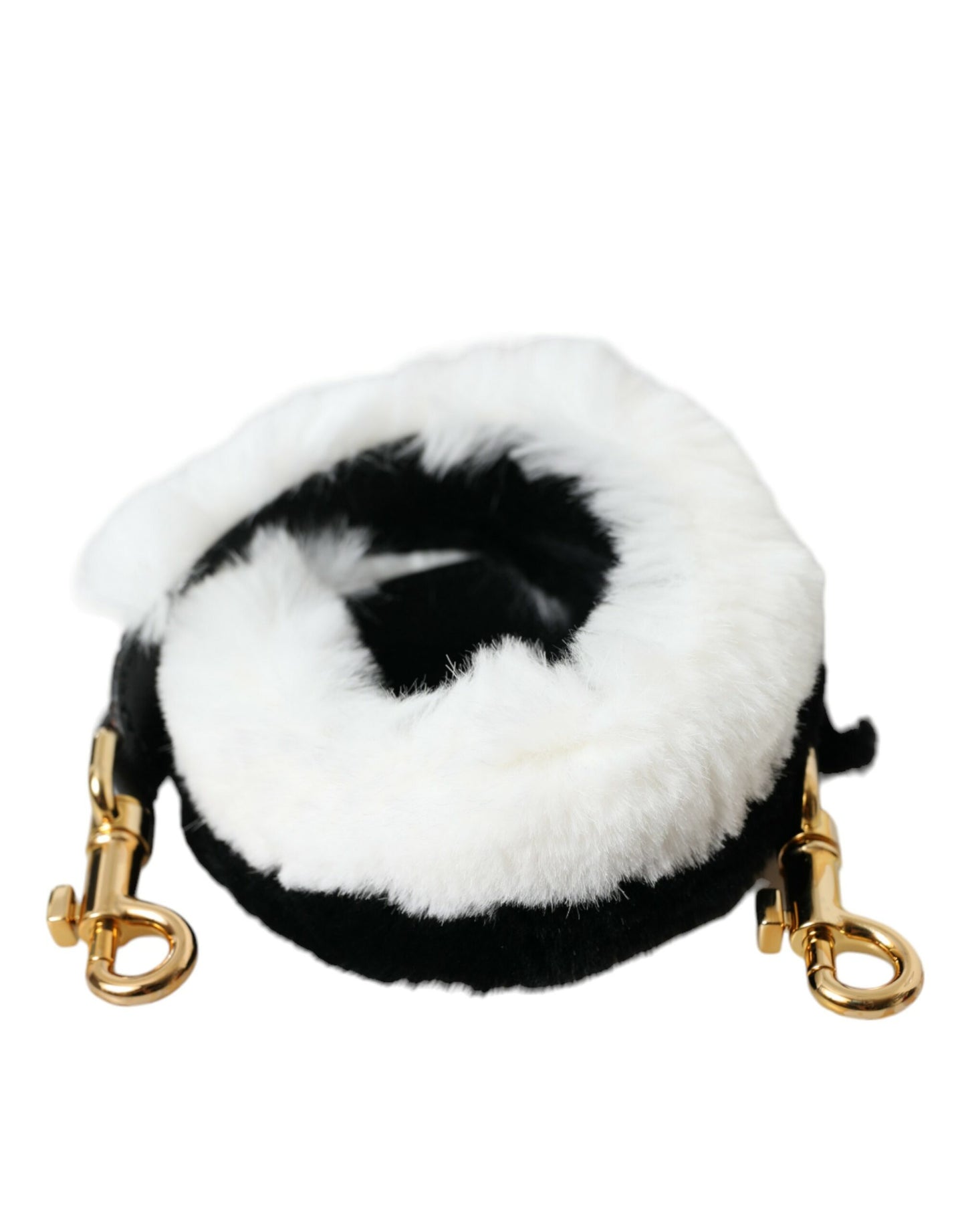 Bandoulière accessoire en fourrure de lapin noir et blanc Dolce & Gabbana