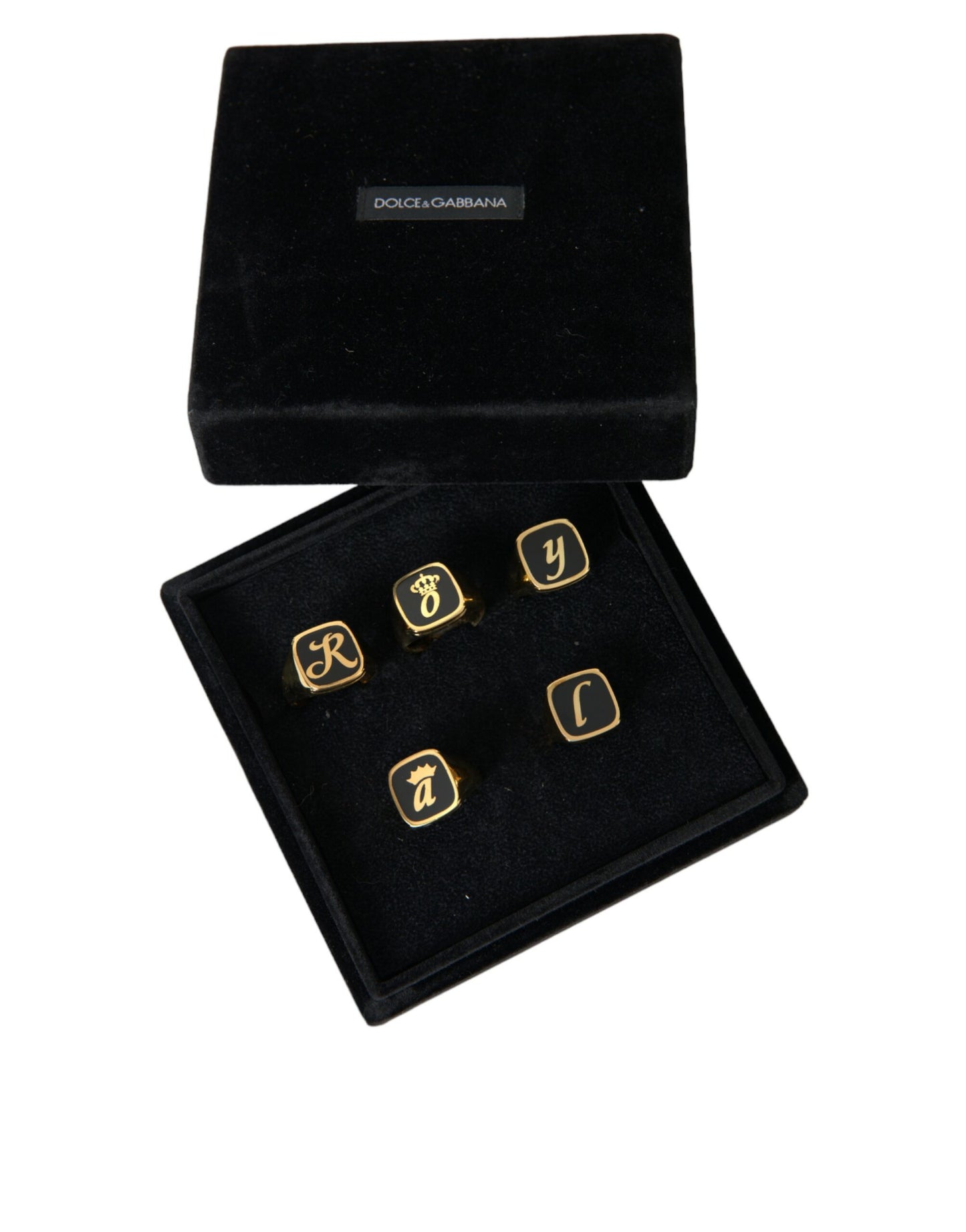 Dolce & Gabbana Gouden Messing ROYAL Emaille Set van 5 Ringen