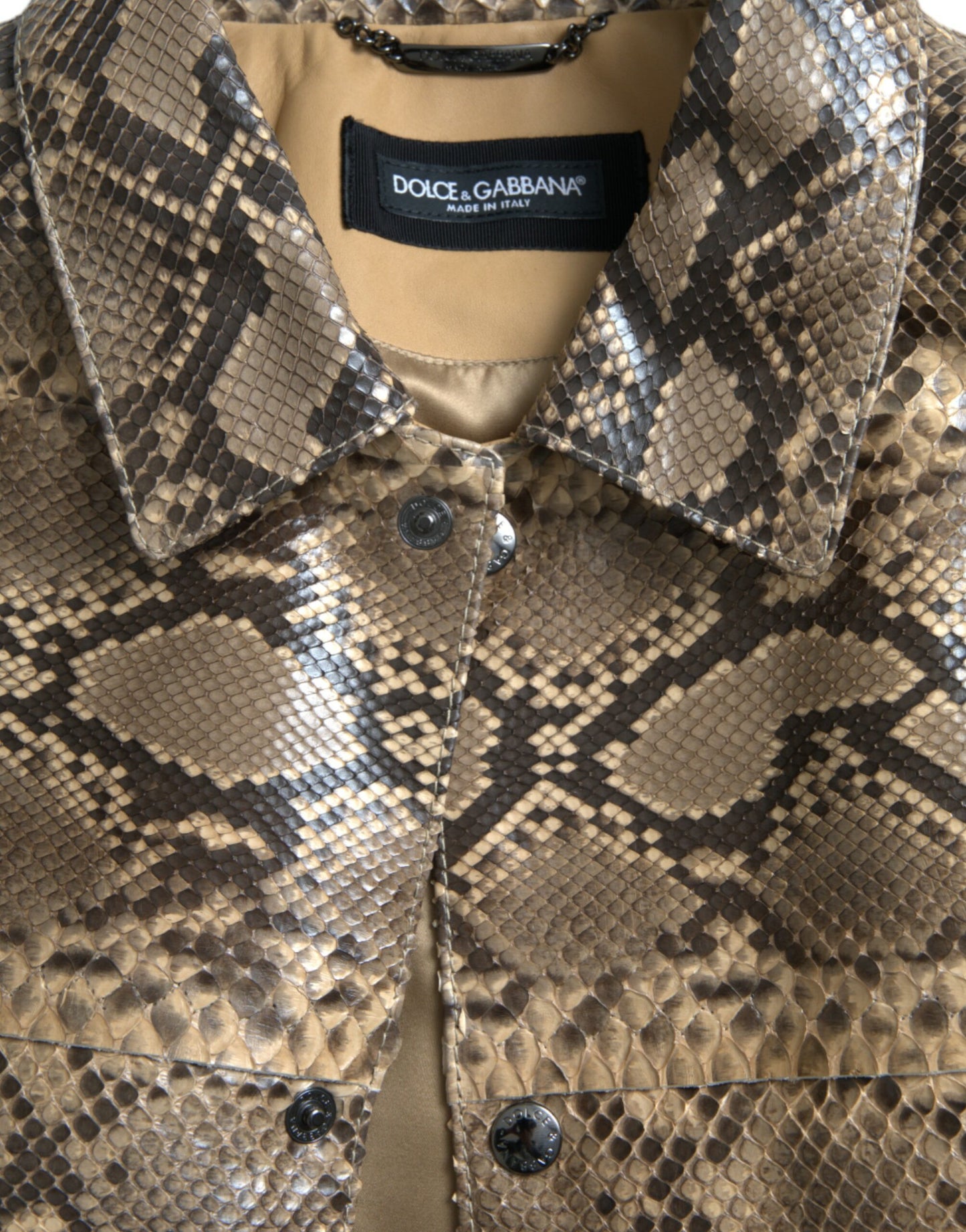 Dolce & Gabbana beige leren bikerblouson van exotisch leer