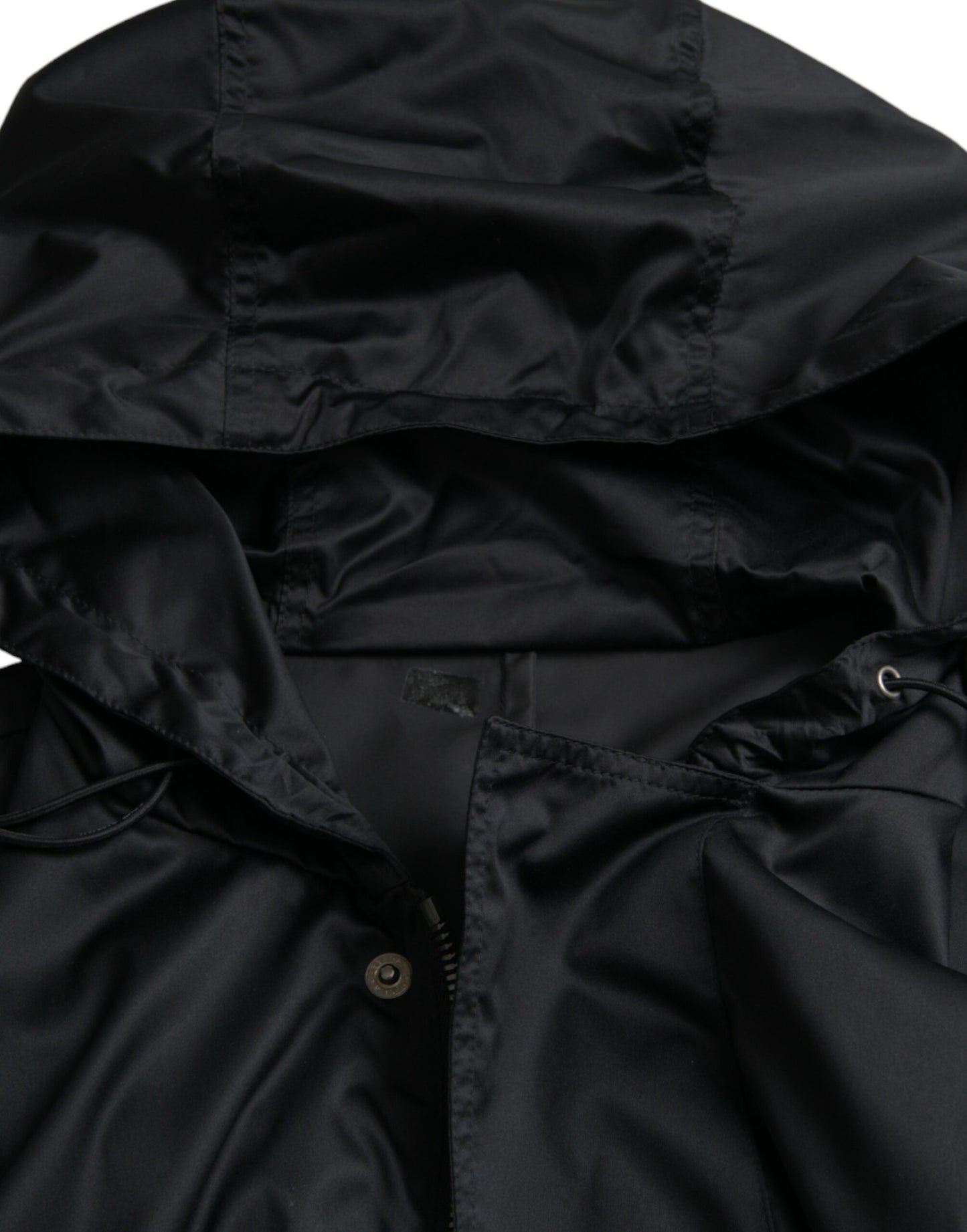 Veste coupe-vent longue à capuche en polyester noir Dolce & Gabbana