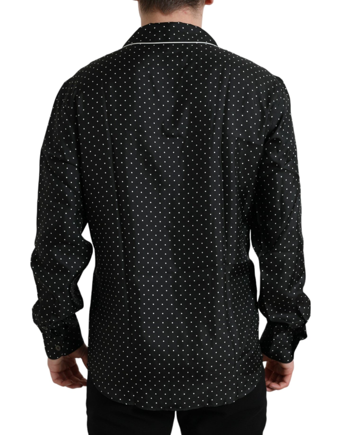 Chemise en soie à manches longues à pois noirs de Dolce & Gabbana