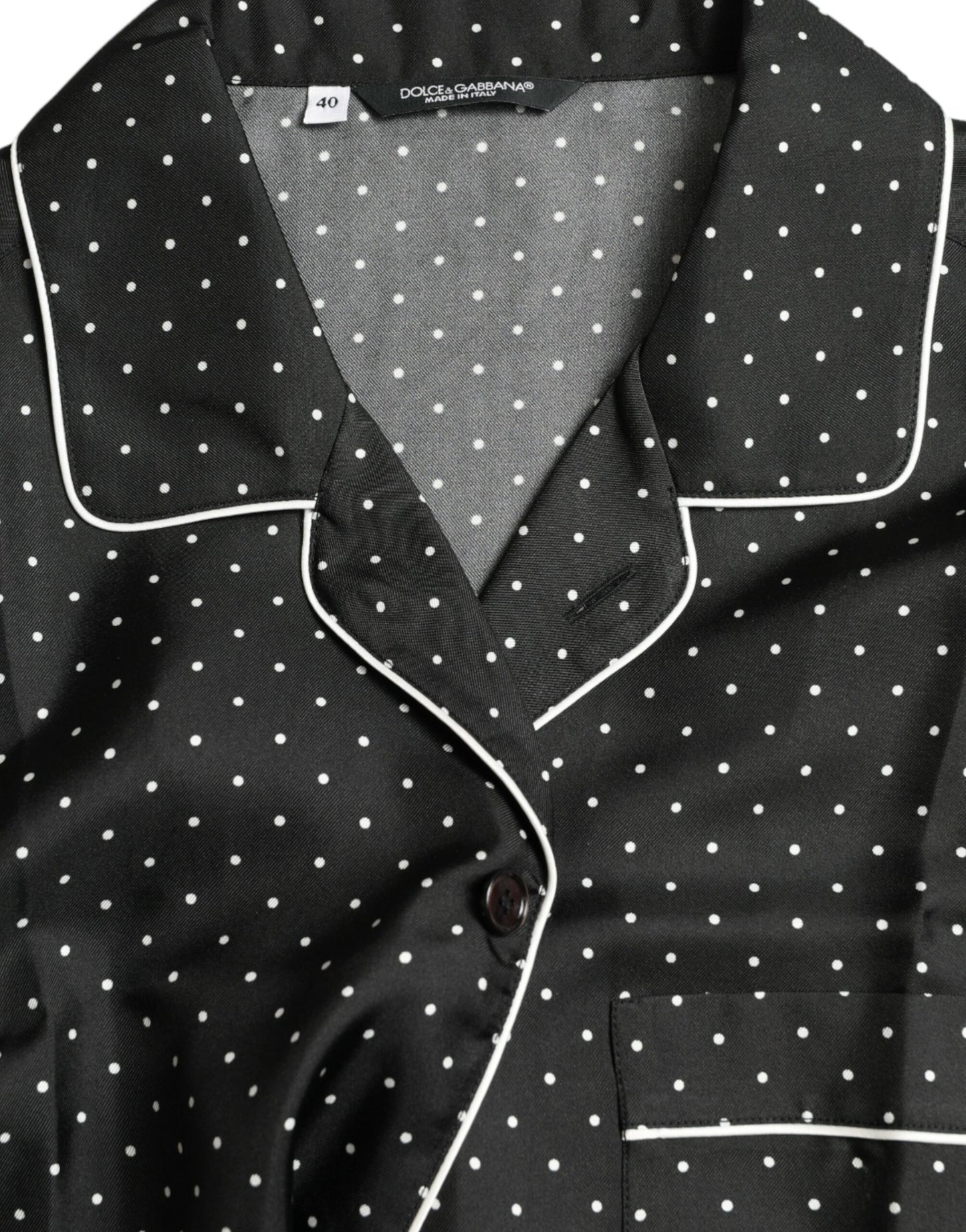 Chemise en soie à manches longues à pois noirs de Dolce & Gabbana