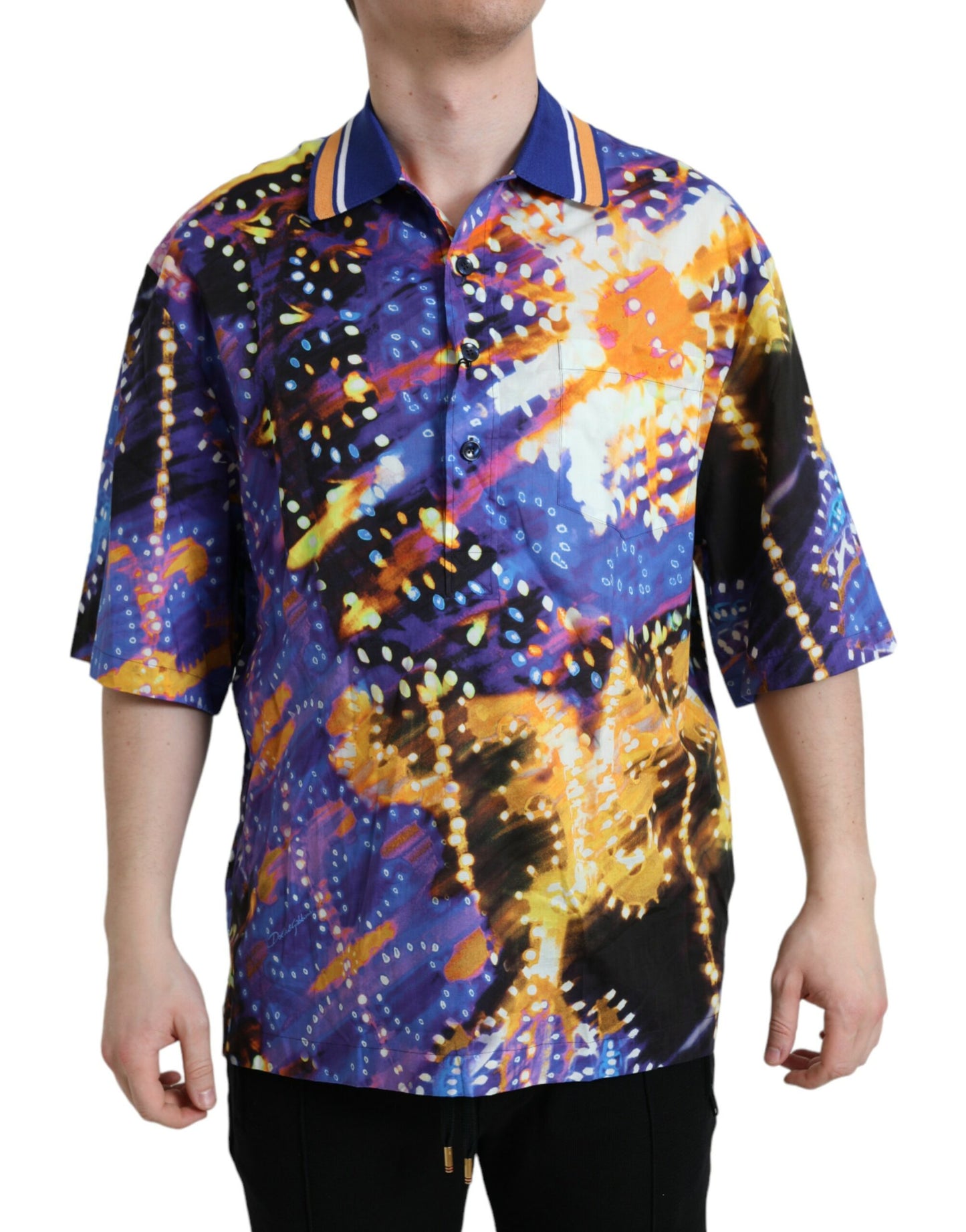 Chemise décontractée en coton à imprimé Luminarie multicolore de Dolce & Gabbana