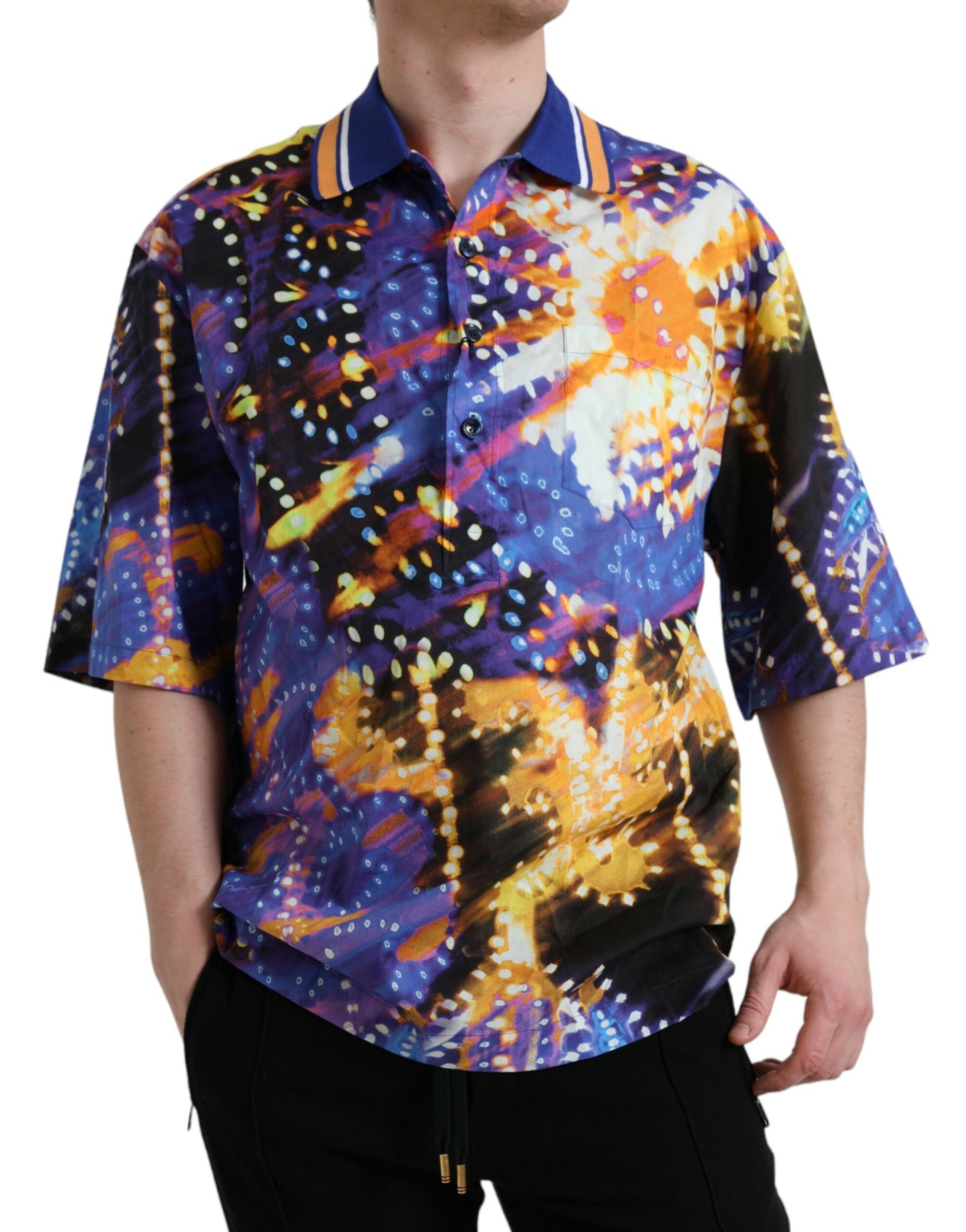 Chemise décontractée en coton à imprimé Luminarie multicolore de Dolce & Gabbana