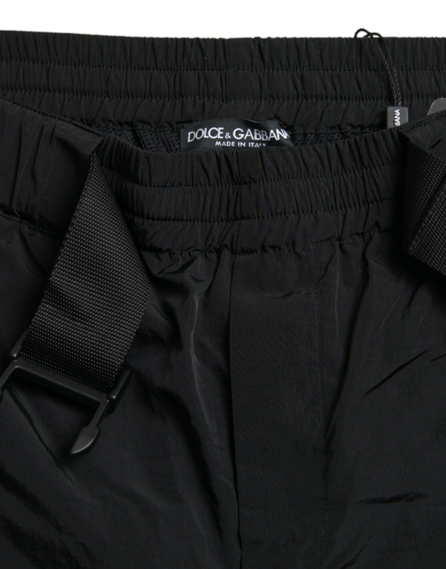 Pantalons de jogging en nylon à imprimé léopard noir et rouge de Dolce & Gabbana