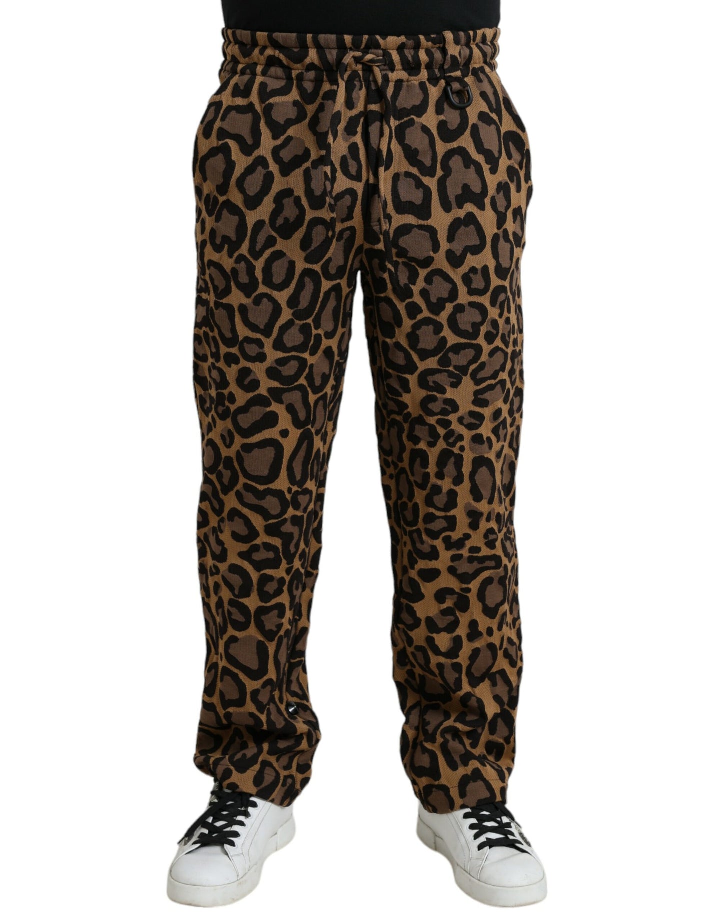 Pantalons de jogging en polyester à imprimé léopard marron de Dolce & Gabbana