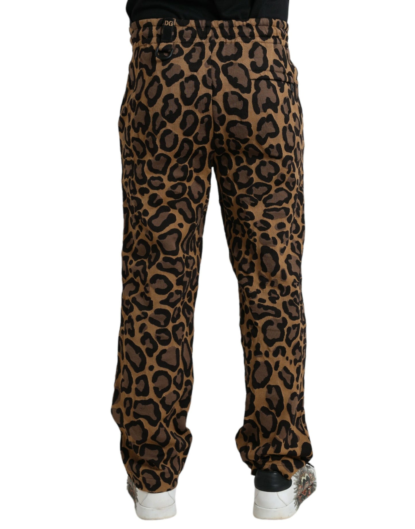 Pantalons de jogging en polyester à imprimé léopard marron de Dolce & Gabbana