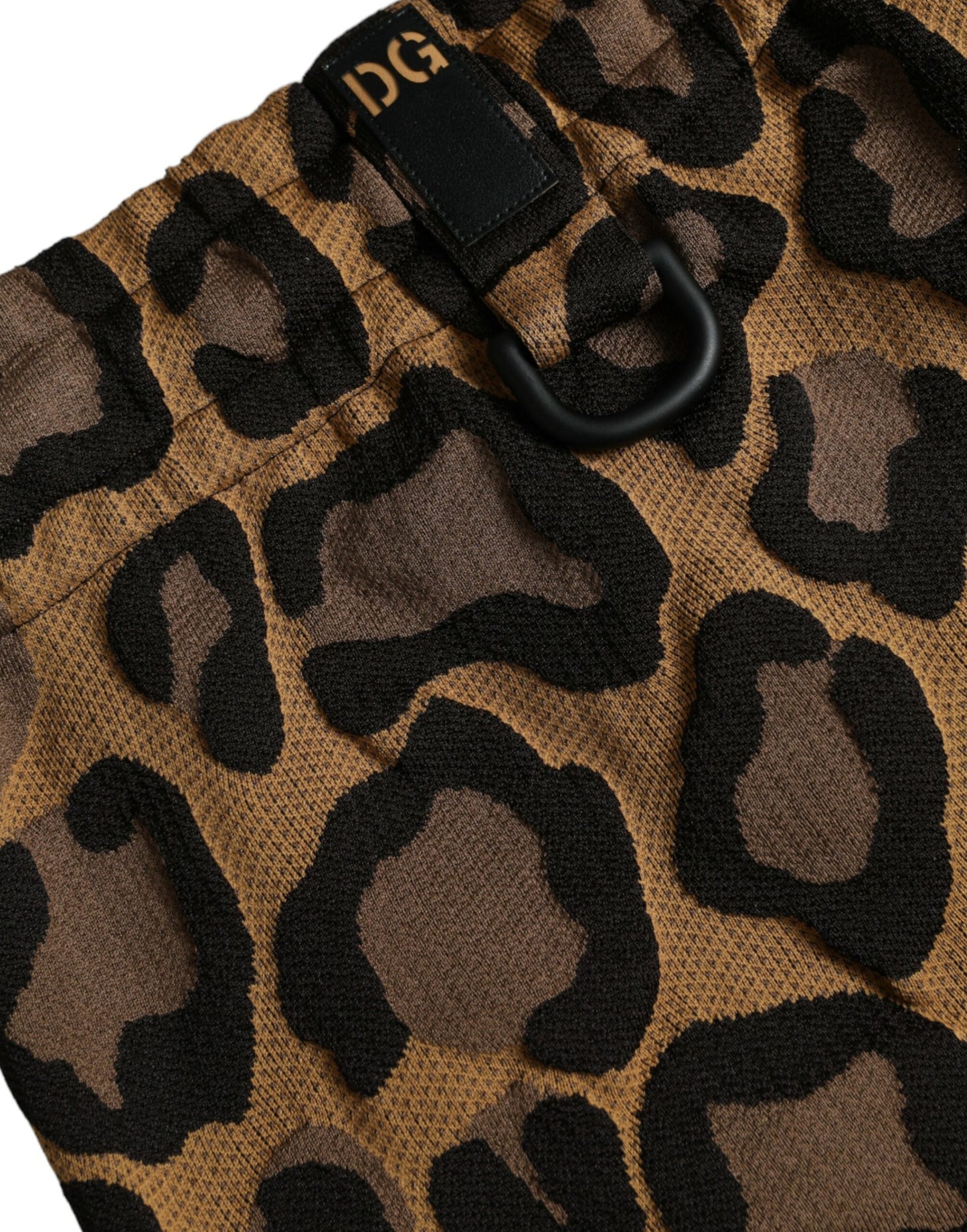Pantalons de jogging en polyester à imprimé léopard marron de Dolce & Gabbana