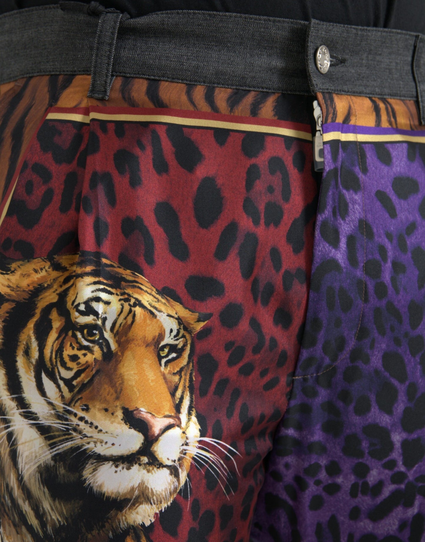 Dolce & Gabbana multicolor tijger- en luipaardprint katoenen, losvallende, taps toelopende broek