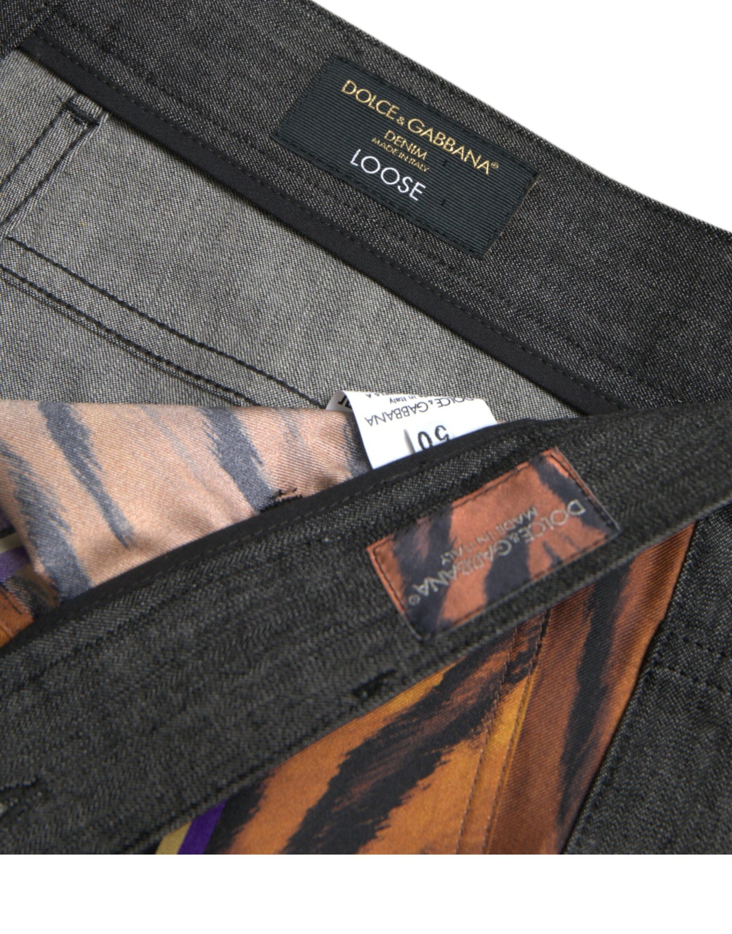 Dolce & Gabbana multicolor tijger- en luipaardprint katoenen, losvallende, taps toelopende broek