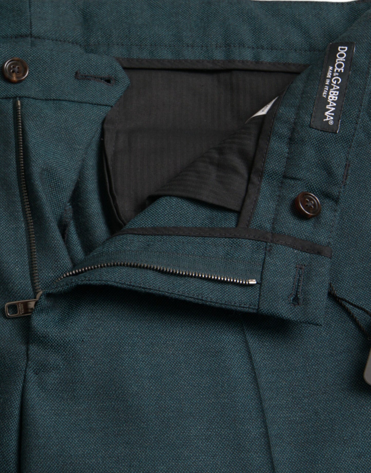Pantalon tailleur slim et ajusté en laine verte Dolce & Gabbana