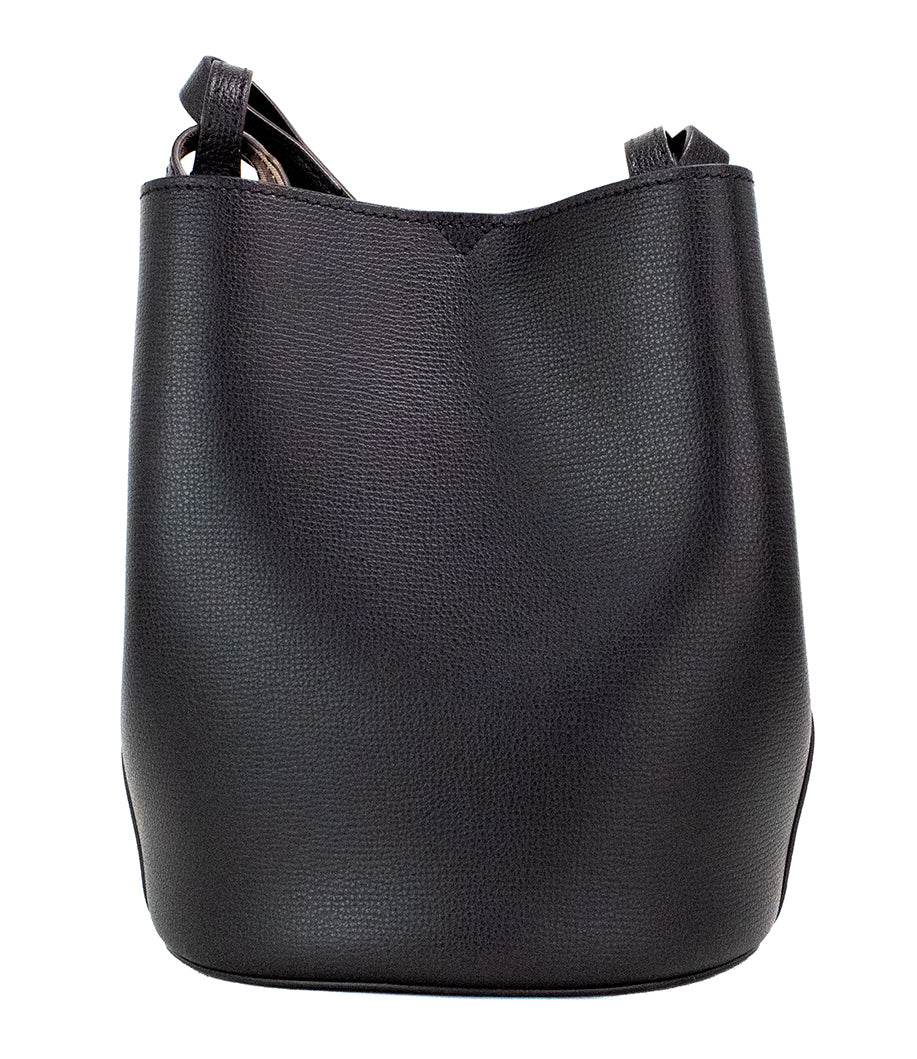 Petit sac à main seau Burberry Lorne en cuir galet noir à carreaux Haymarket