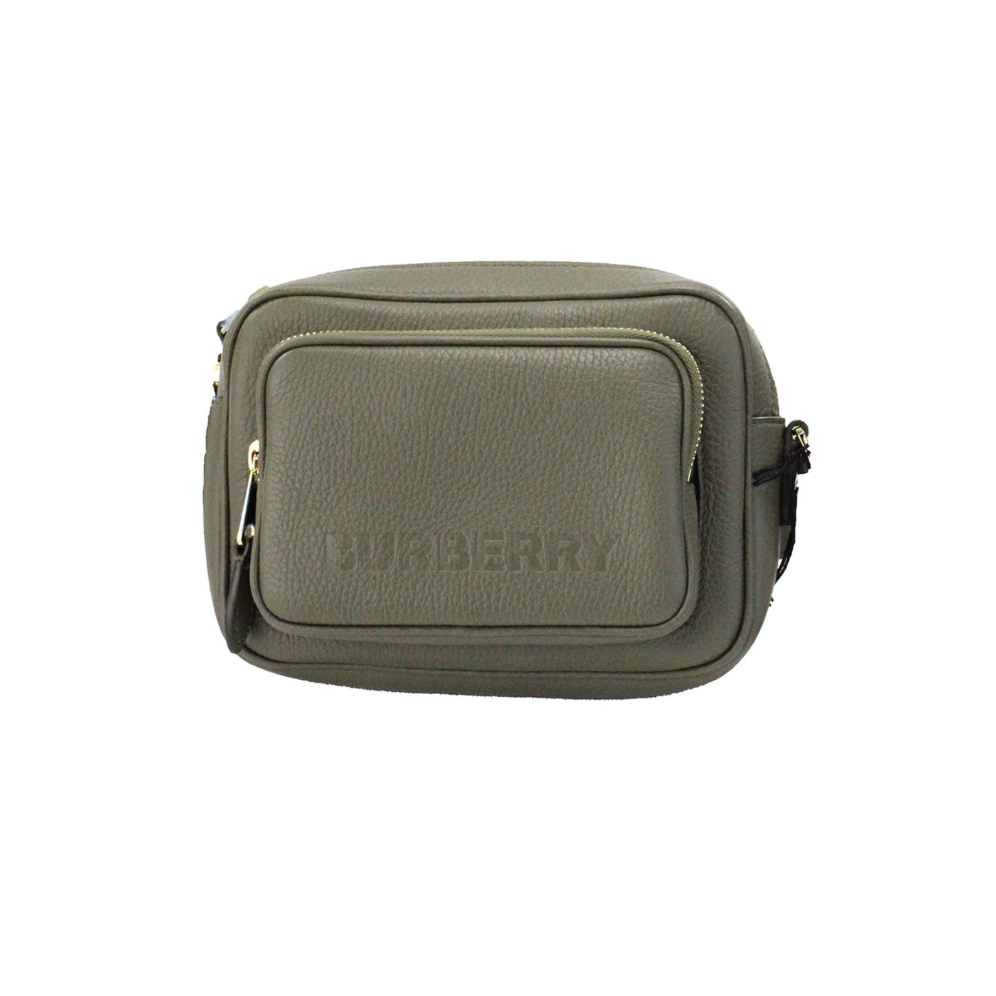 Petit sac bandoulière Burberry en cuir grainé vert fougère foncé pour appareil photo