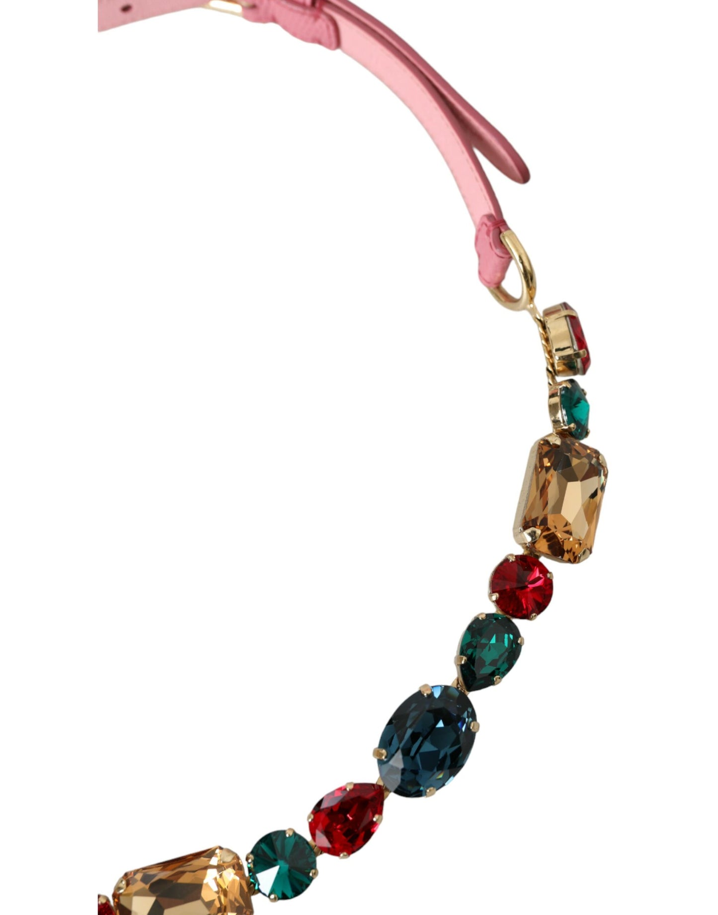 Dolce & Gabbana roze leren riem met kristallen kettingversiering