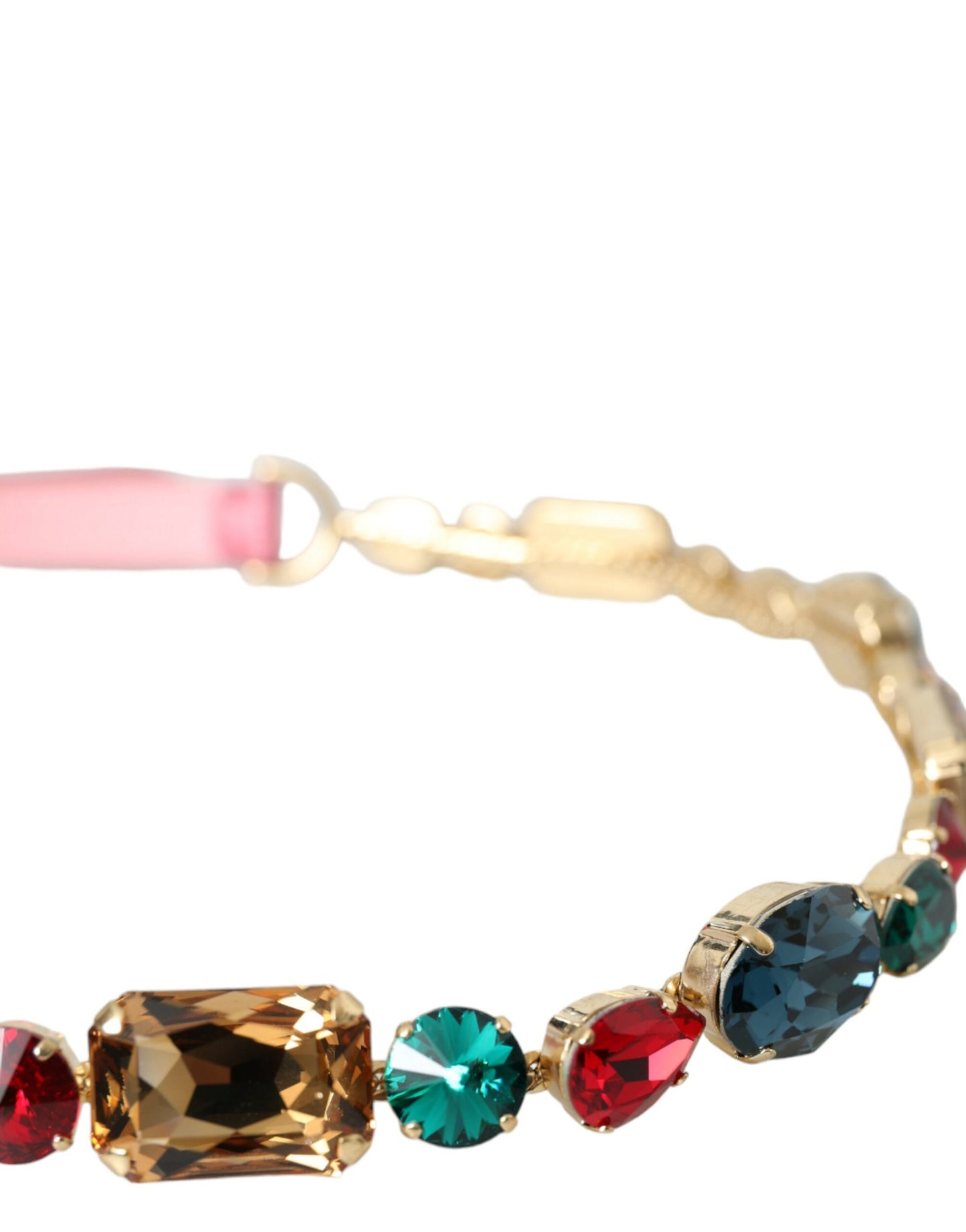 Dolce & Gabbana roze leren riem met kristallen kettingversiering