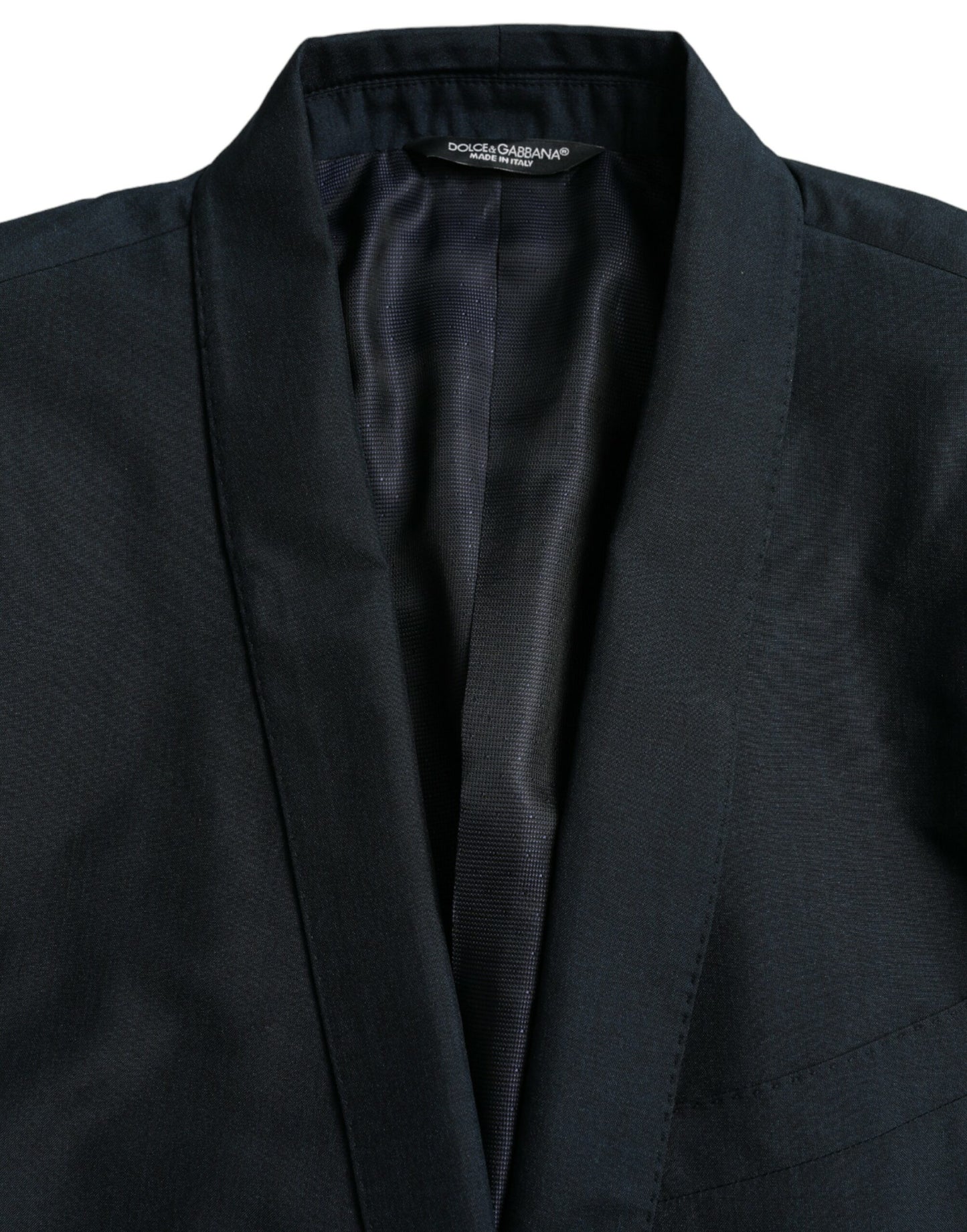 Blauwe, gouden, enkelbrede, reversbare blazer van Dolce & Gabbana