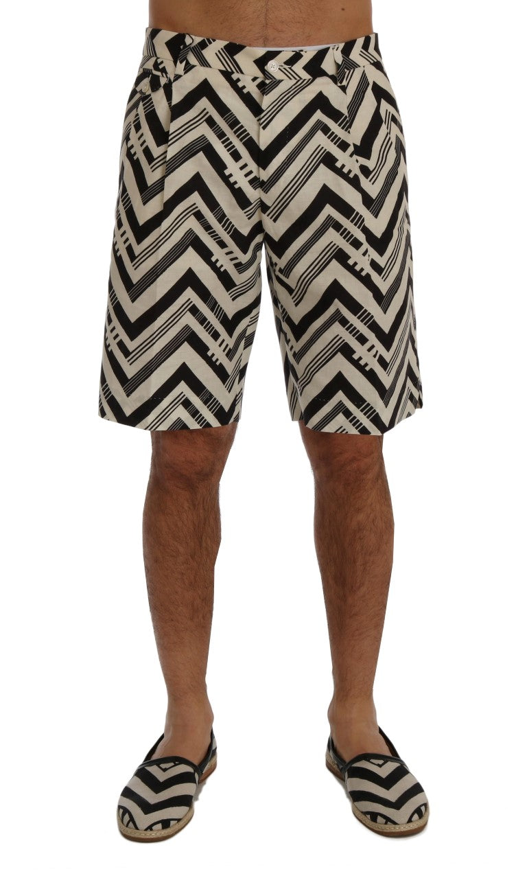 Short en coton et lin rayé blanc et noir Dolce & Gabbana