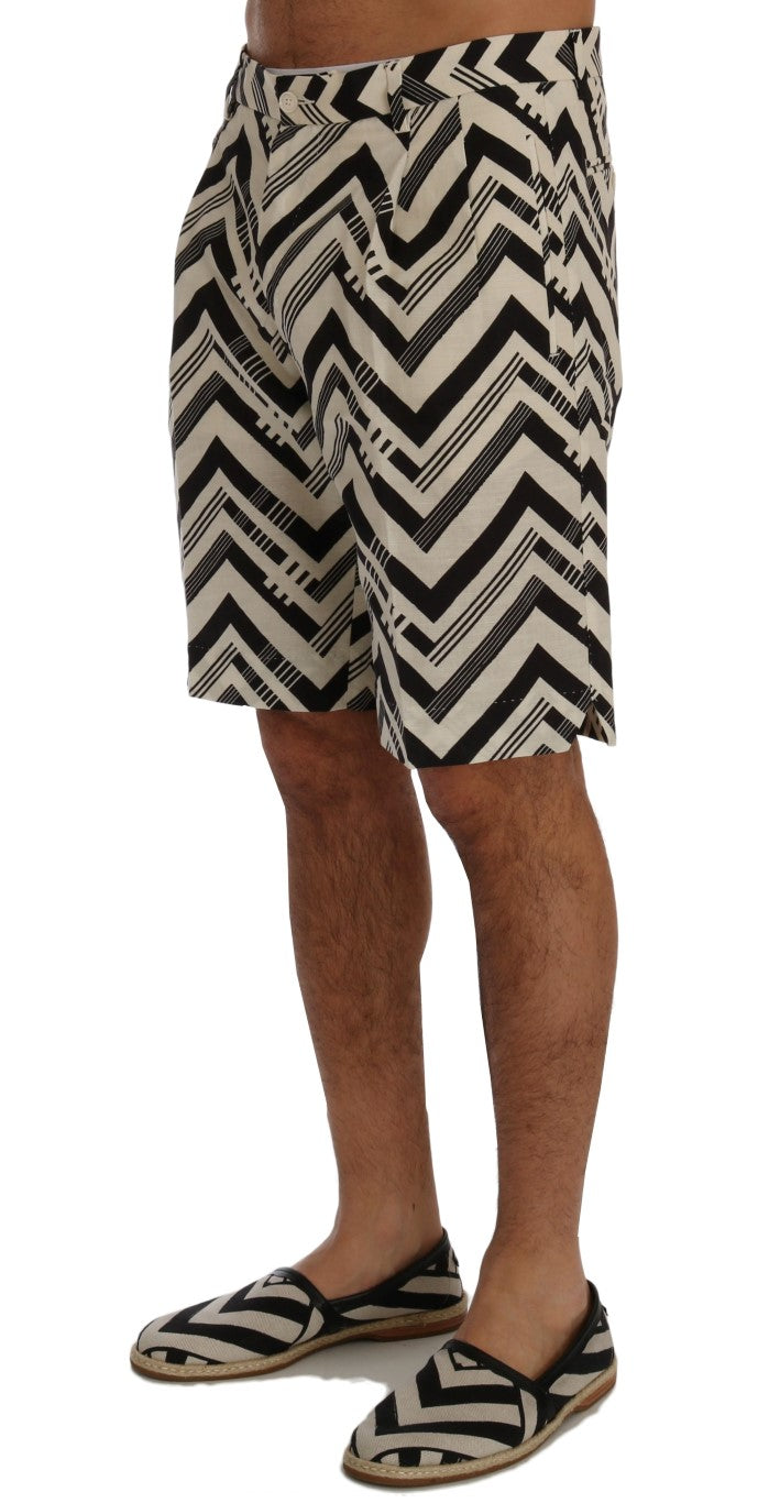 Short en coton et lin rayé blanc et noir Dolce & Gabbana