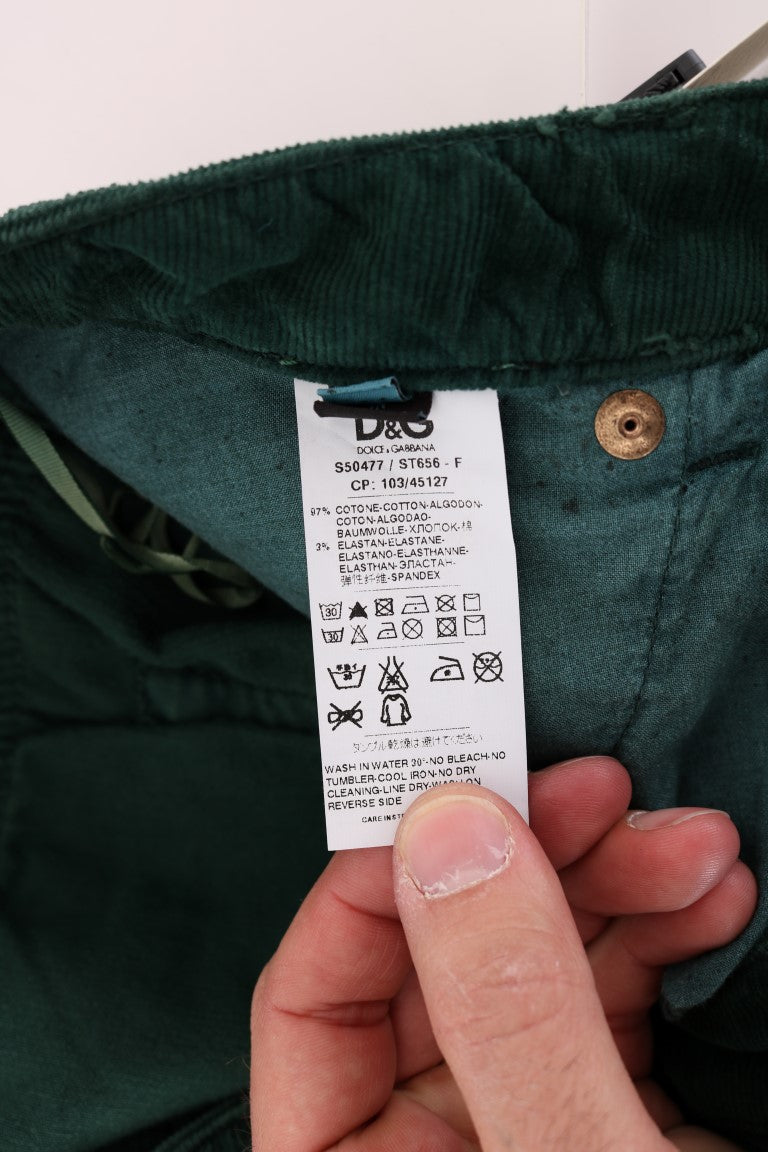 Jeans en velours côtelé vert de Dolce & Gabbana
