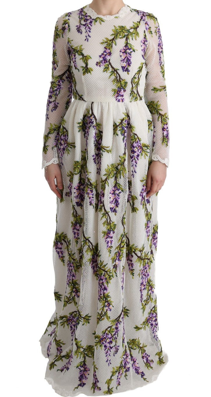 Robe maxi blanche brodée de fleurs de Dolce & Gabbana